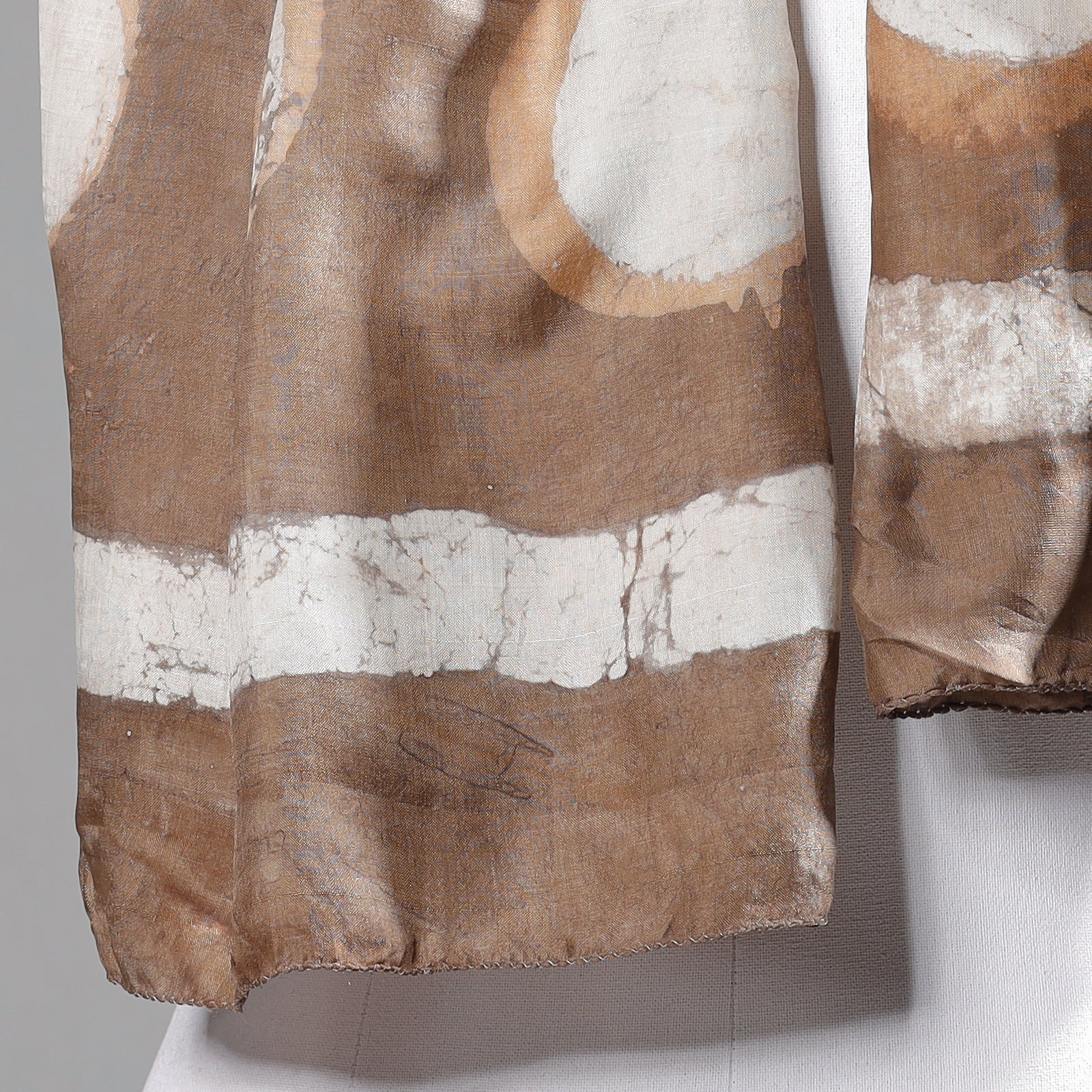 BINDAAS UNLIMITED Brown - Handspun Block Art Print Mulberry Silk Bindaas Stole - view 3