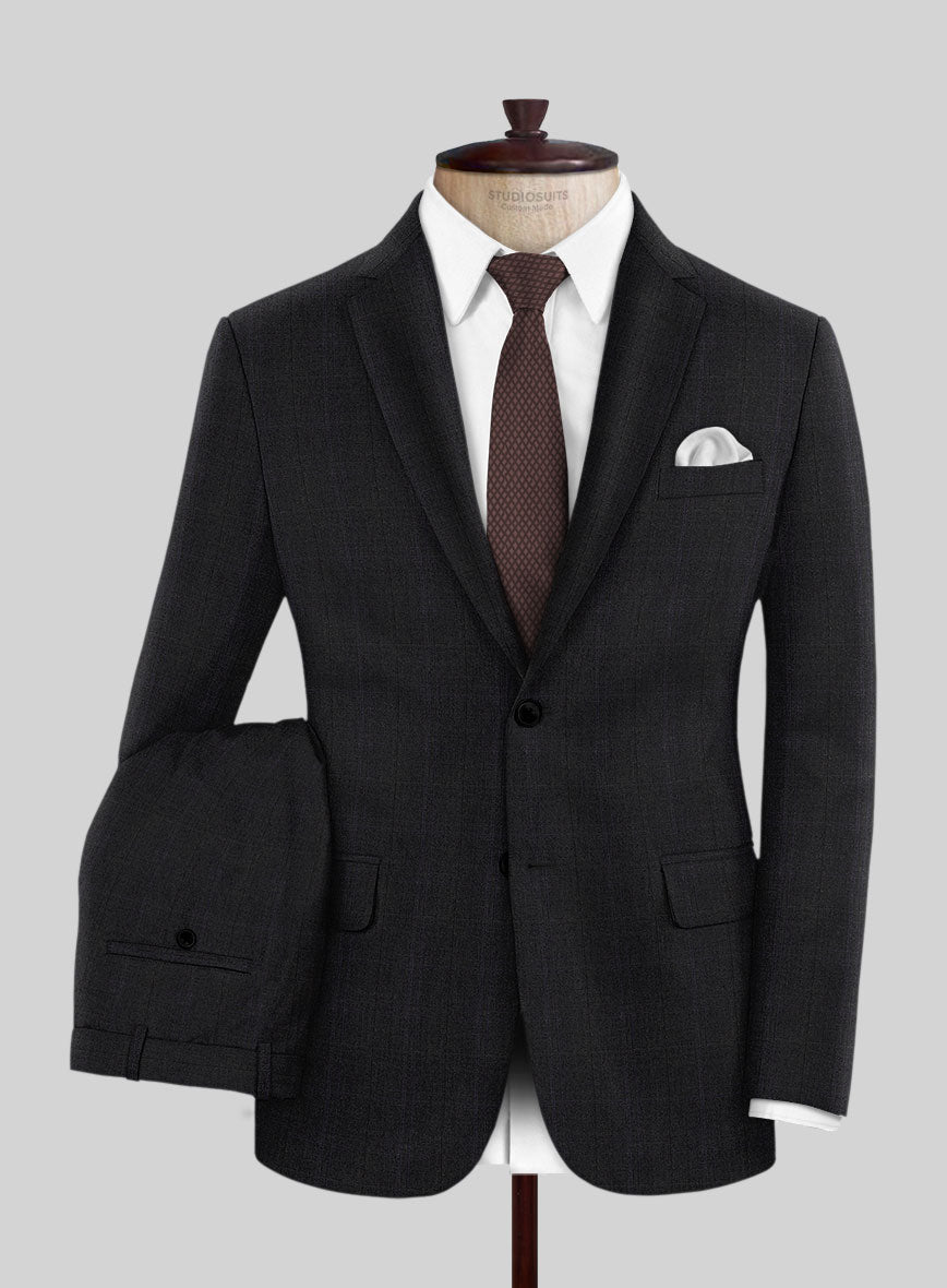 StudioSuits Napolean Artici Windowpane Charcoal Wool Suit - view 2