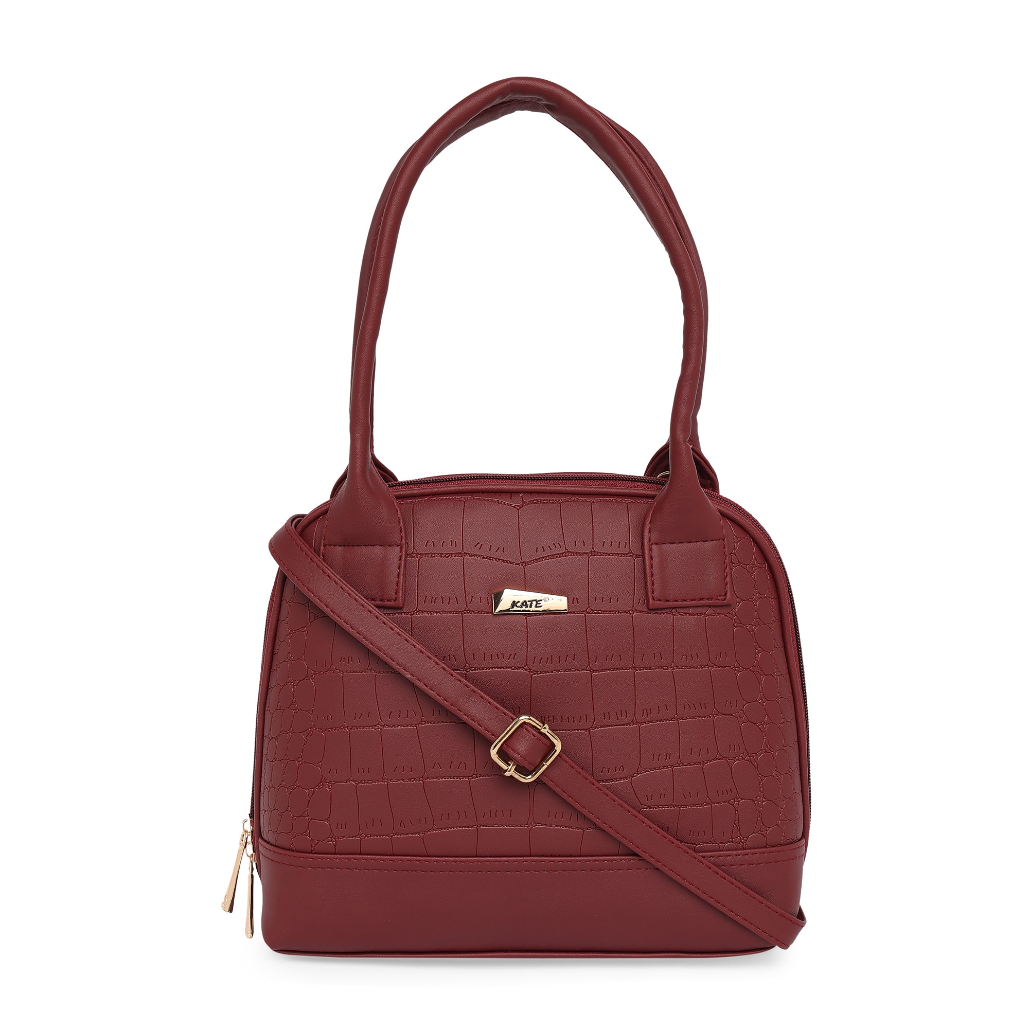 Peachmode Seller Maroon Women Vegan Leather Handbag With Belt
