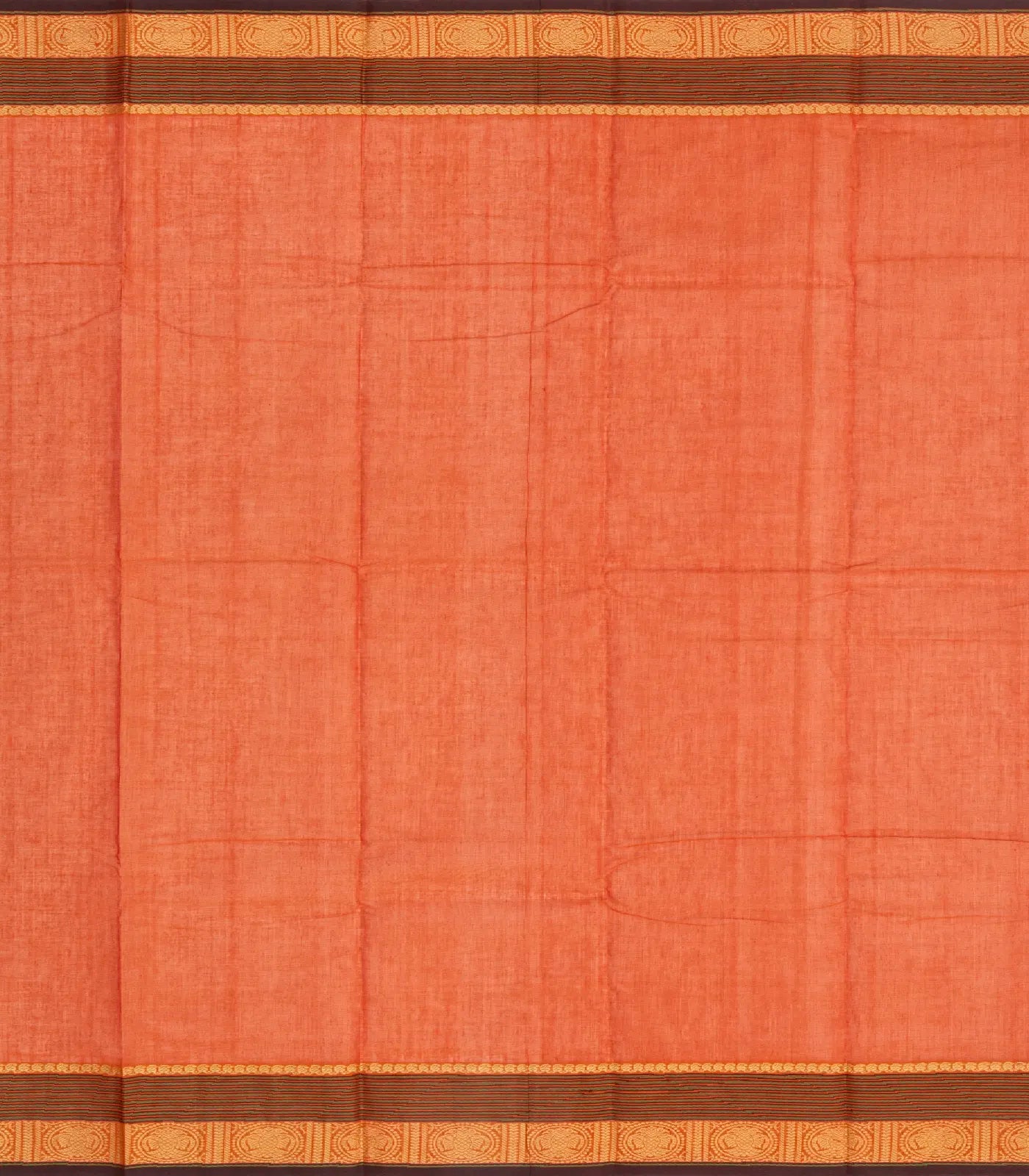 RmKV Orange Handloom Kanchi Cotton Saree With Annam Buttas - view 4