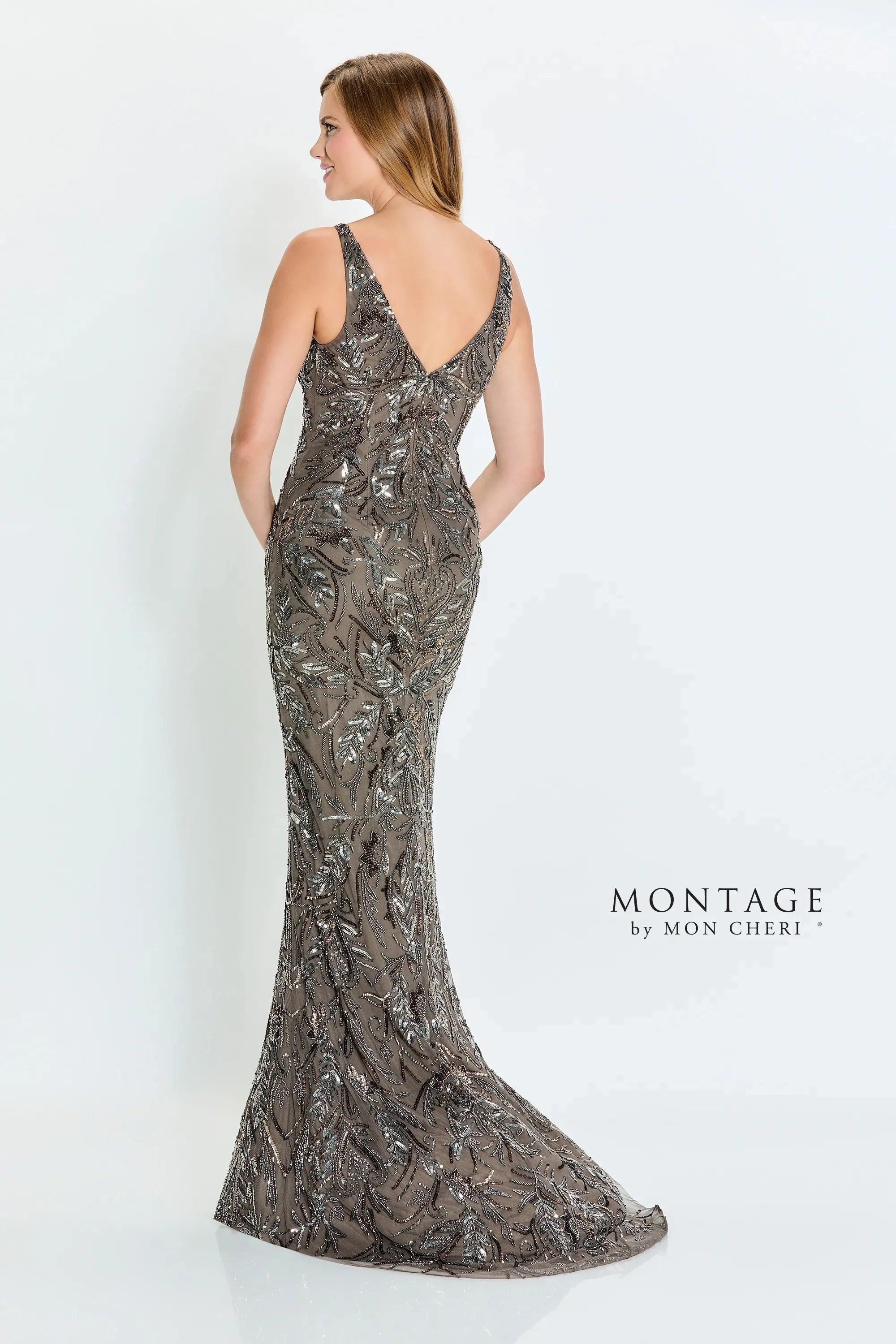 Montage M531 Beaded Sequin Long Formal Fitted Evening Dress - view 2