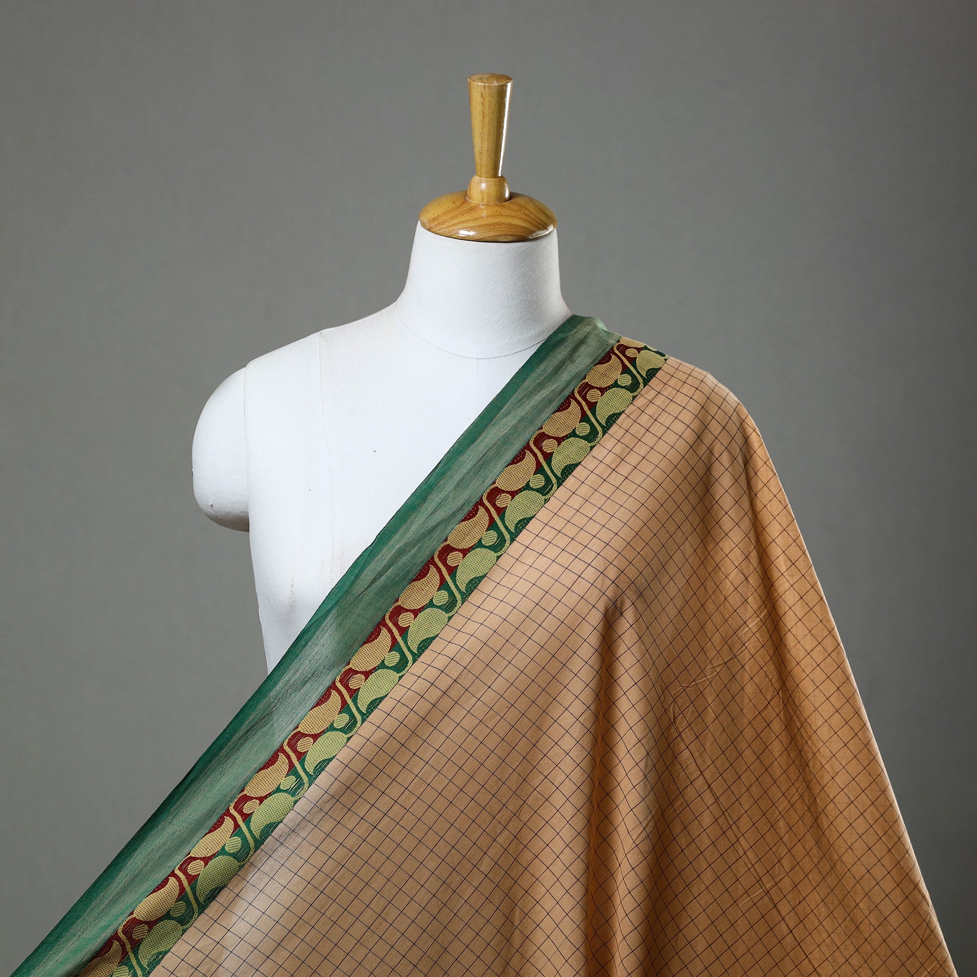 SOUTH KARGHA Brown - Cotton Kanchipuram Fabric with Thread Border 18