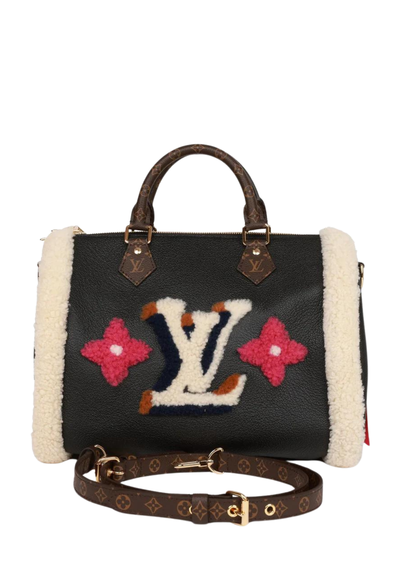 Cop Underdog Louis Vuitton Teddy Monogram Shearling Speedy 25 Bandouliere