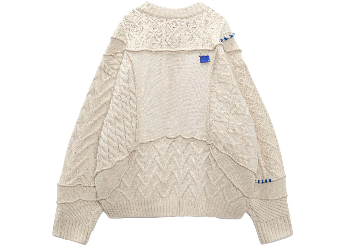 ADER error x Zara Oversized Patchwork Knit Sweater Ecru - view 2