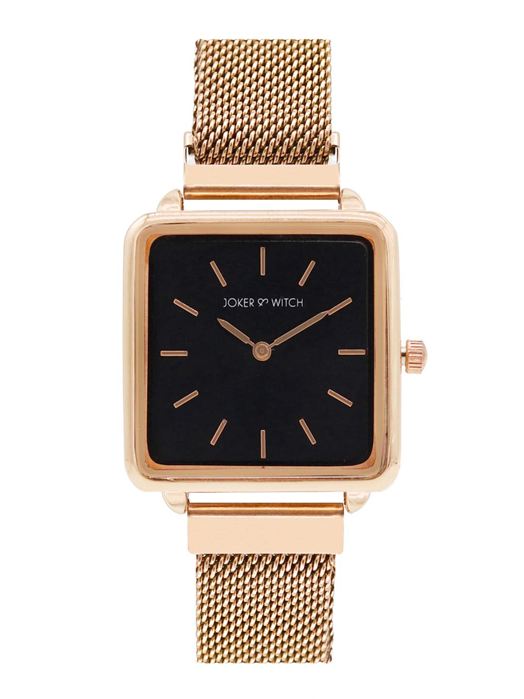 Joker & Witch Stainless Steel Morticia & Gomez Couple Analogue Watches, Black Dial, Rose Gold Band - view 2