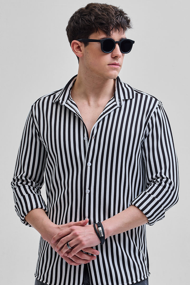 SNITCH Black Stripes Slim Fit Shirt - view 4