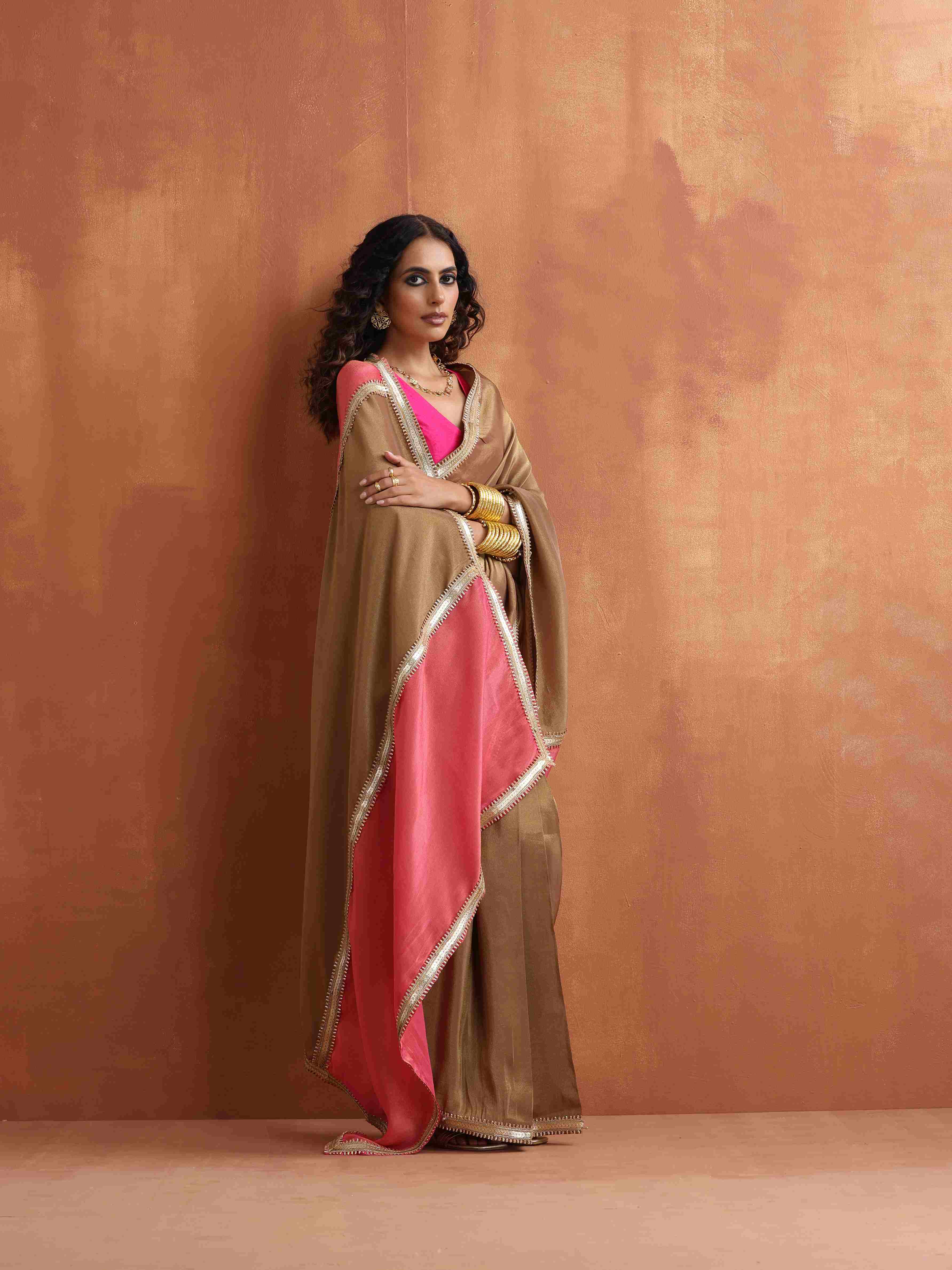 trueBrowns Bronze Tissue Ready To Wear Saree – Women's - view 3