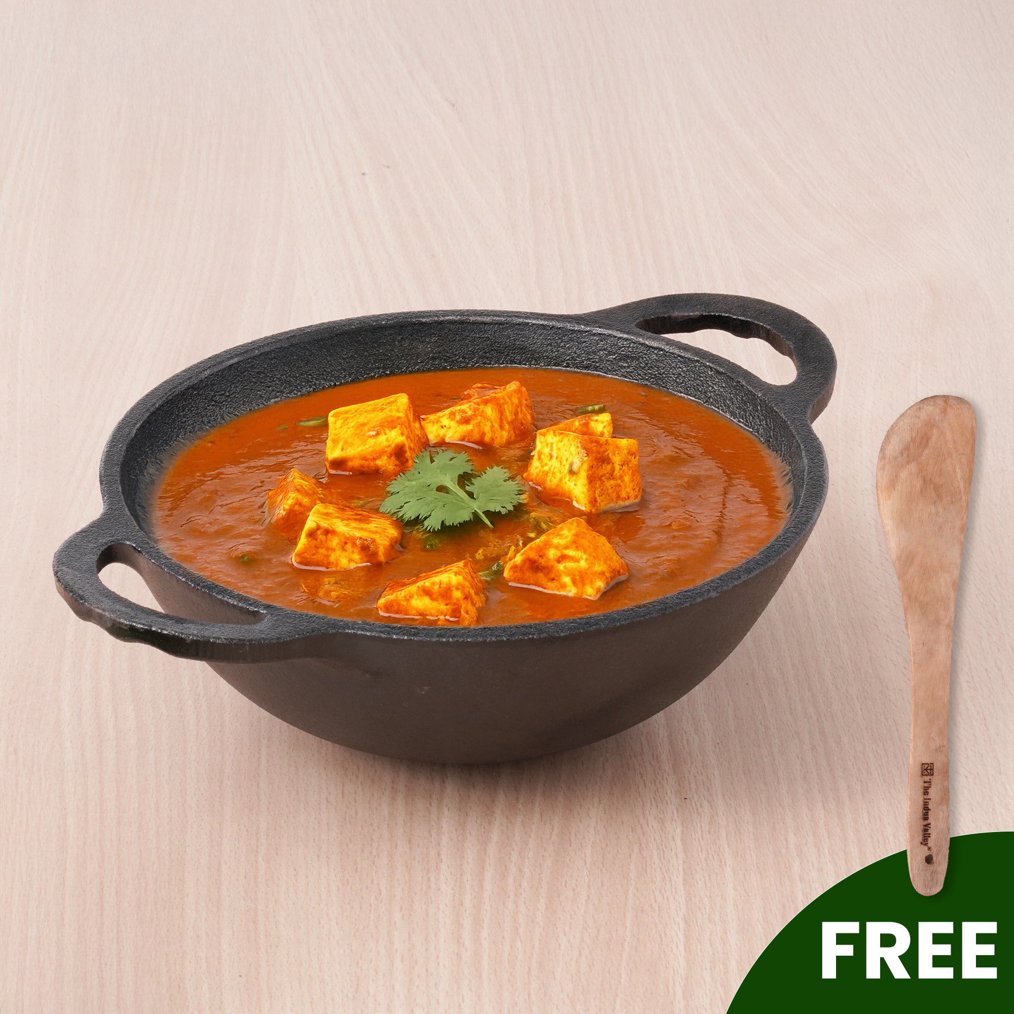 The Indus Valley CASTrong Cast Iron Kadai+ Free ₹110 Spatula, Pre-seasoned, Nonstick, 100% Pure, Toxin-free, 25.2cm, 2.2L, 2.37kg