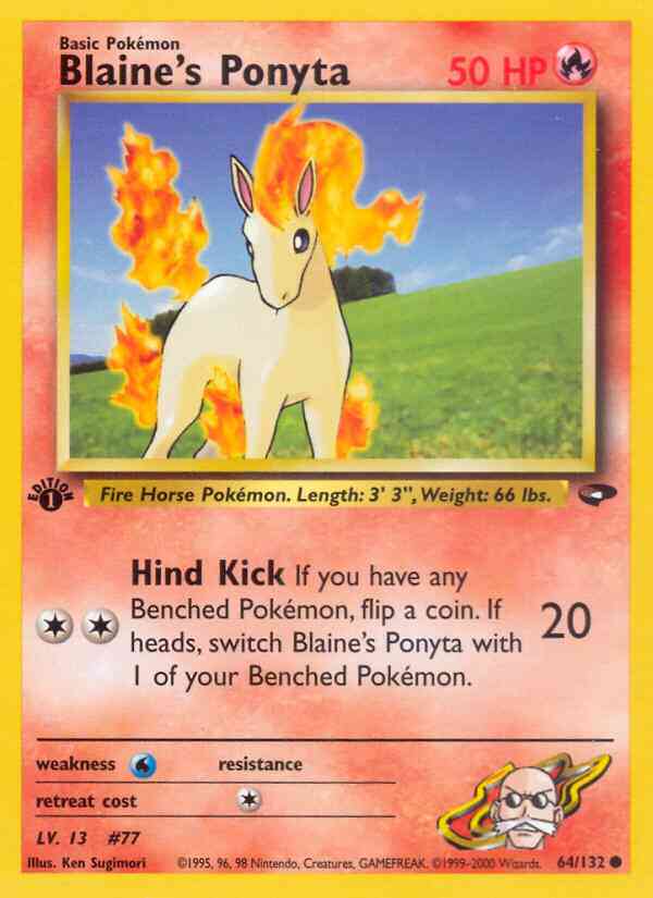 1st edition gym2-64 – Pokémon Blaine's Ponyta - 64/132 - Common - 1st Edition [gym2-64] [Non-Holo]