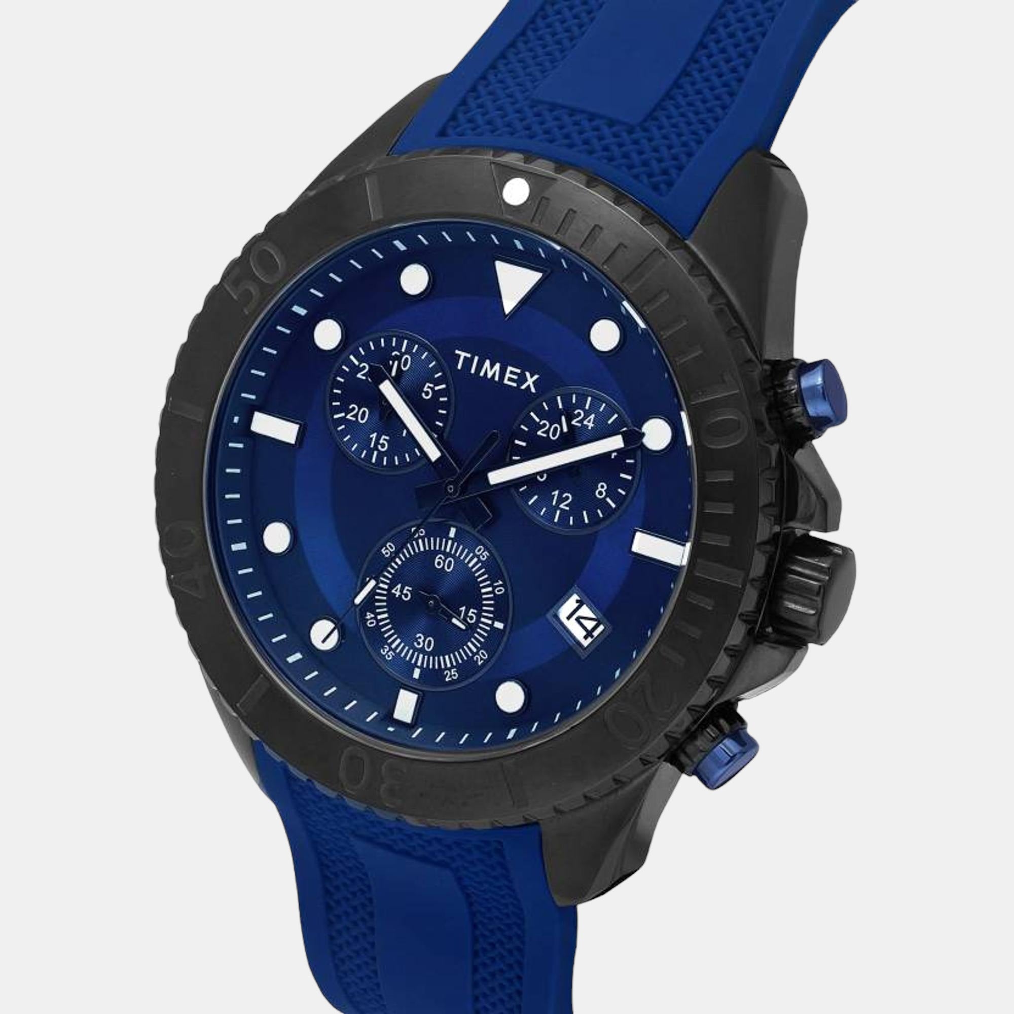 Timex E Class Men Quartz Blue Dial Chronograph Silicone Watch TWEG20100 - view 2