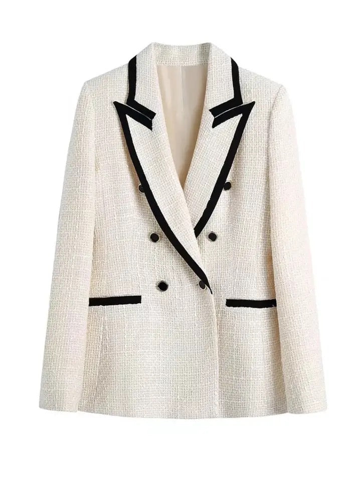 Alamode By Akanksha Alamea Statement Tweed Blazer in White