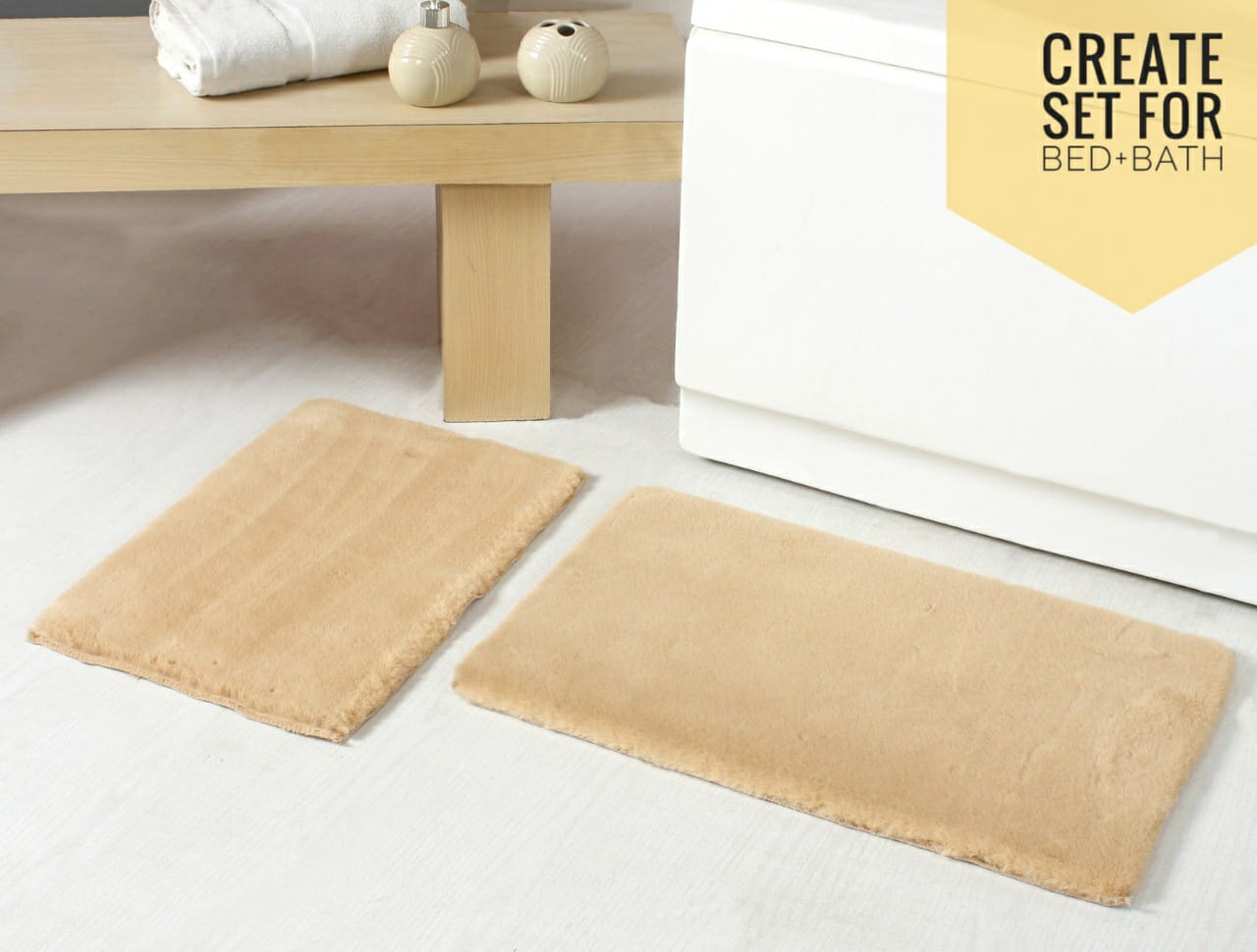 Urban Space Home Furnishing Luxury Bathroom Rug Mats, super soft anti slip bath mats, super absorbent bathroom rug - Rabbit fur, Light tones - view 6