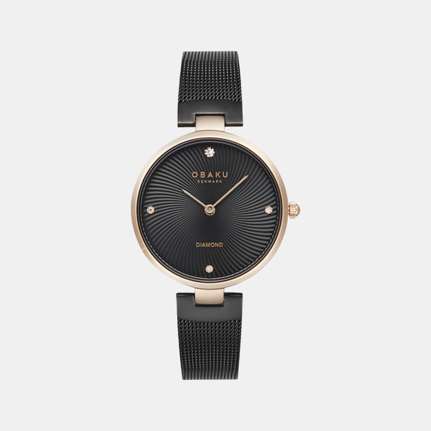 Obaku Diamant Women Quartz Black Dial Analog Stainless Steel Watch V256LXVBMB-DD