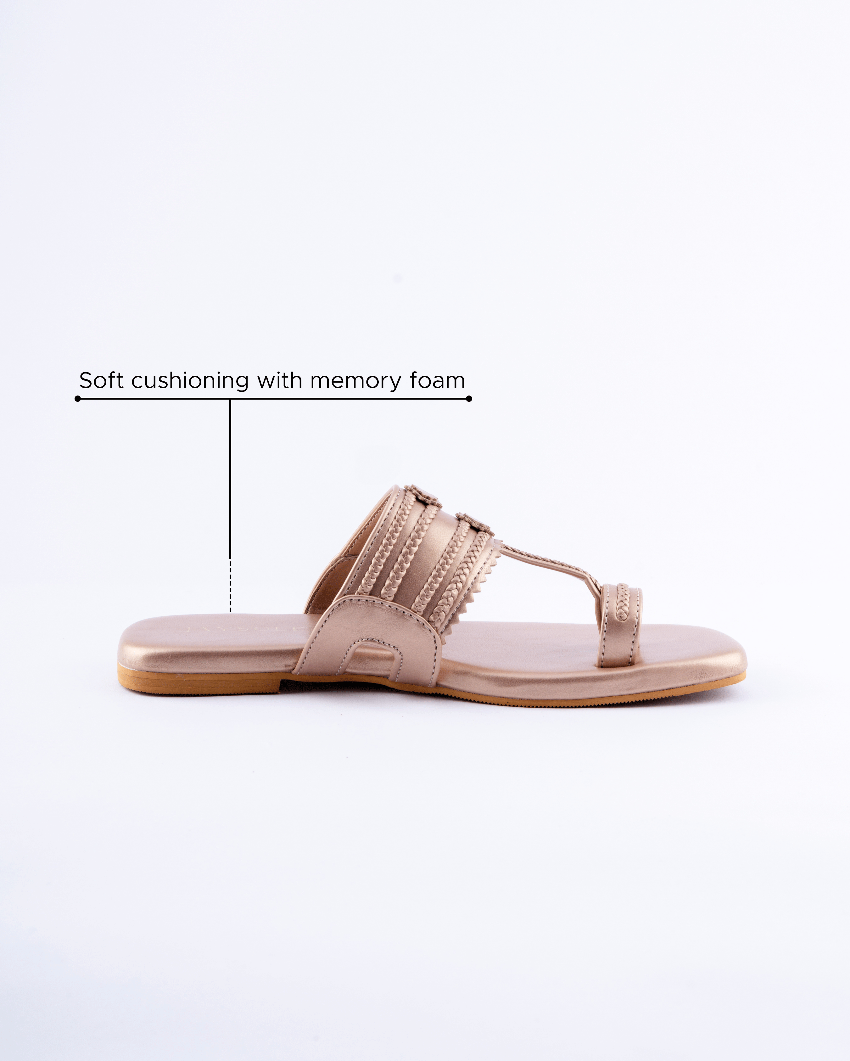 Jaysole Rose Gold Solid Kolha Flats - view 4