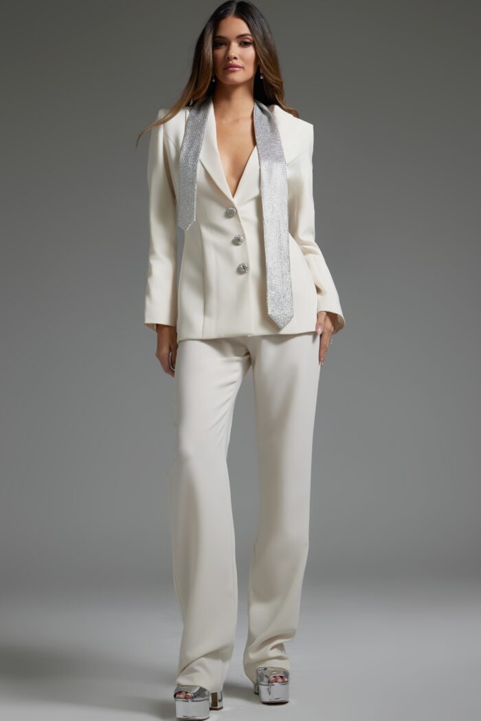 Jovani 39726 Long Beaded Blazer Top Formal Pant Suit - view 5