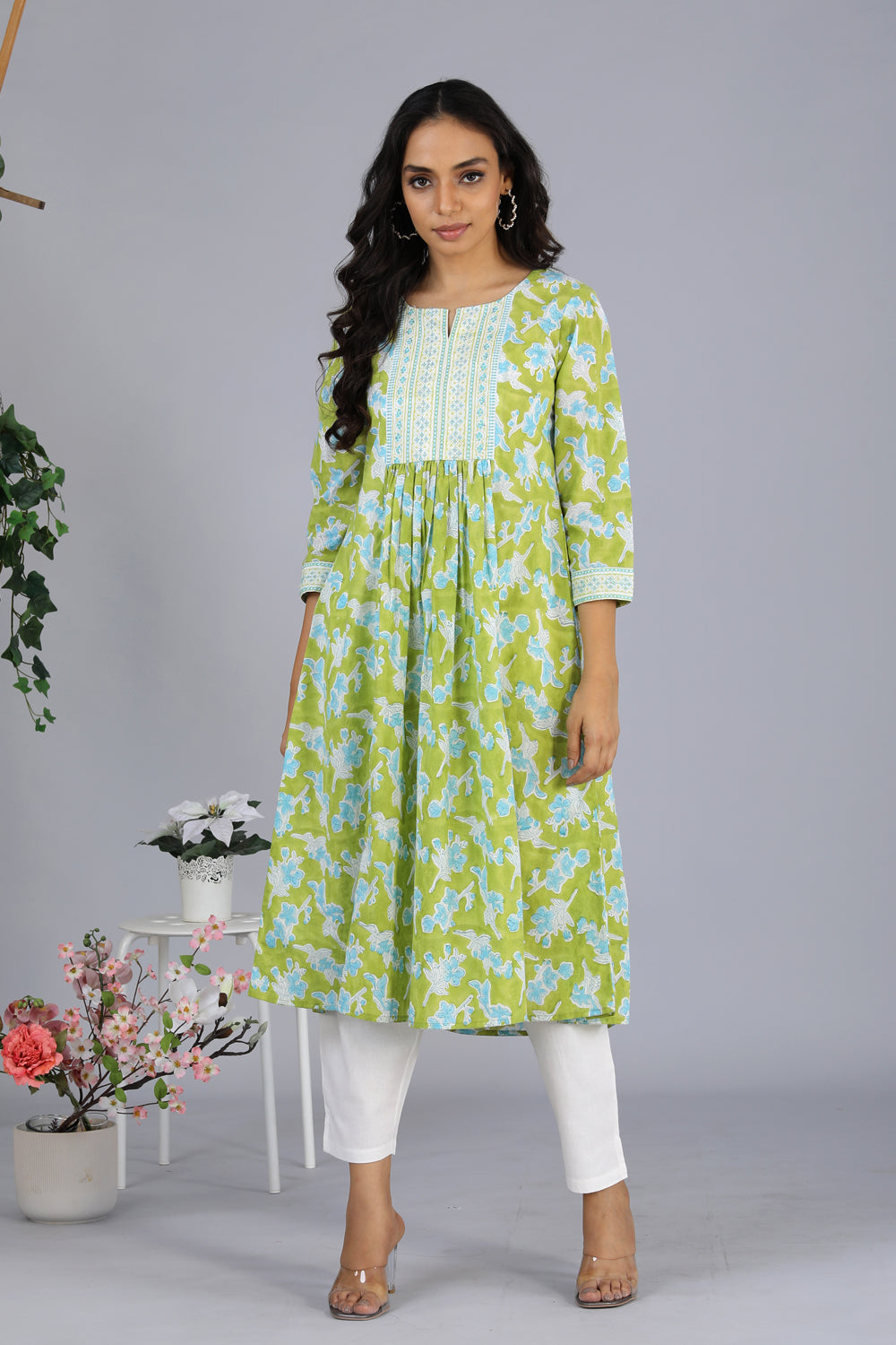 Kalanjali Ethnics Handblock printed embroidered kurti