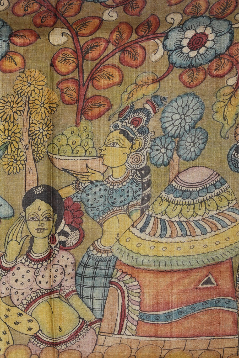 Kalanjali Kalamkari Hand-Painted Tussar Silk Saree - view 2