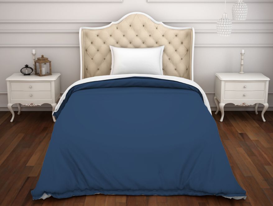 Navy blue white – Spaces India Solid Navy Blue/White 100% Cotton Shell Single Quilt / AC Comforter - Hygro By Spaces