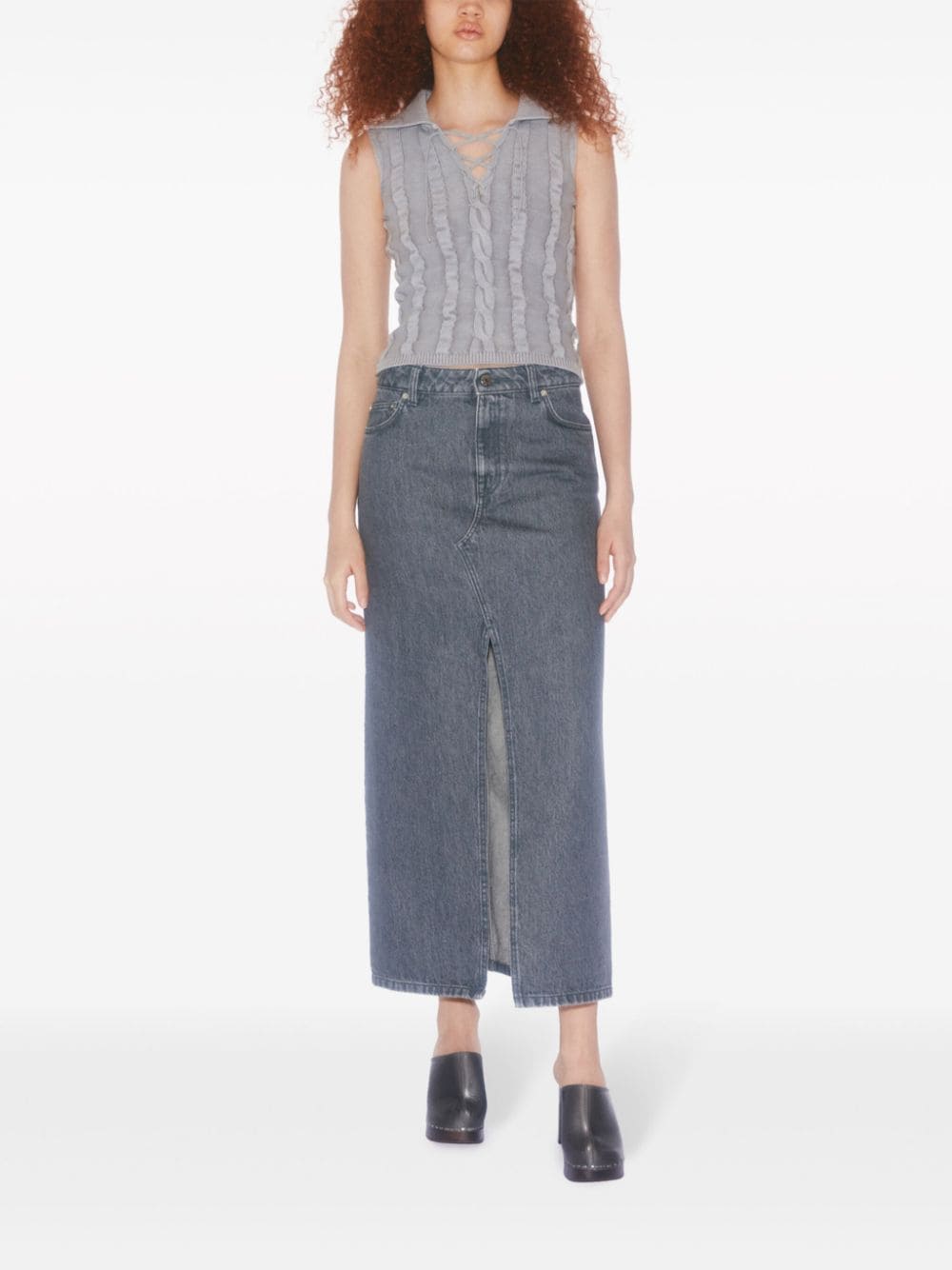 Filippa K Conscious Criteria page Slit denim long skirt - view 2