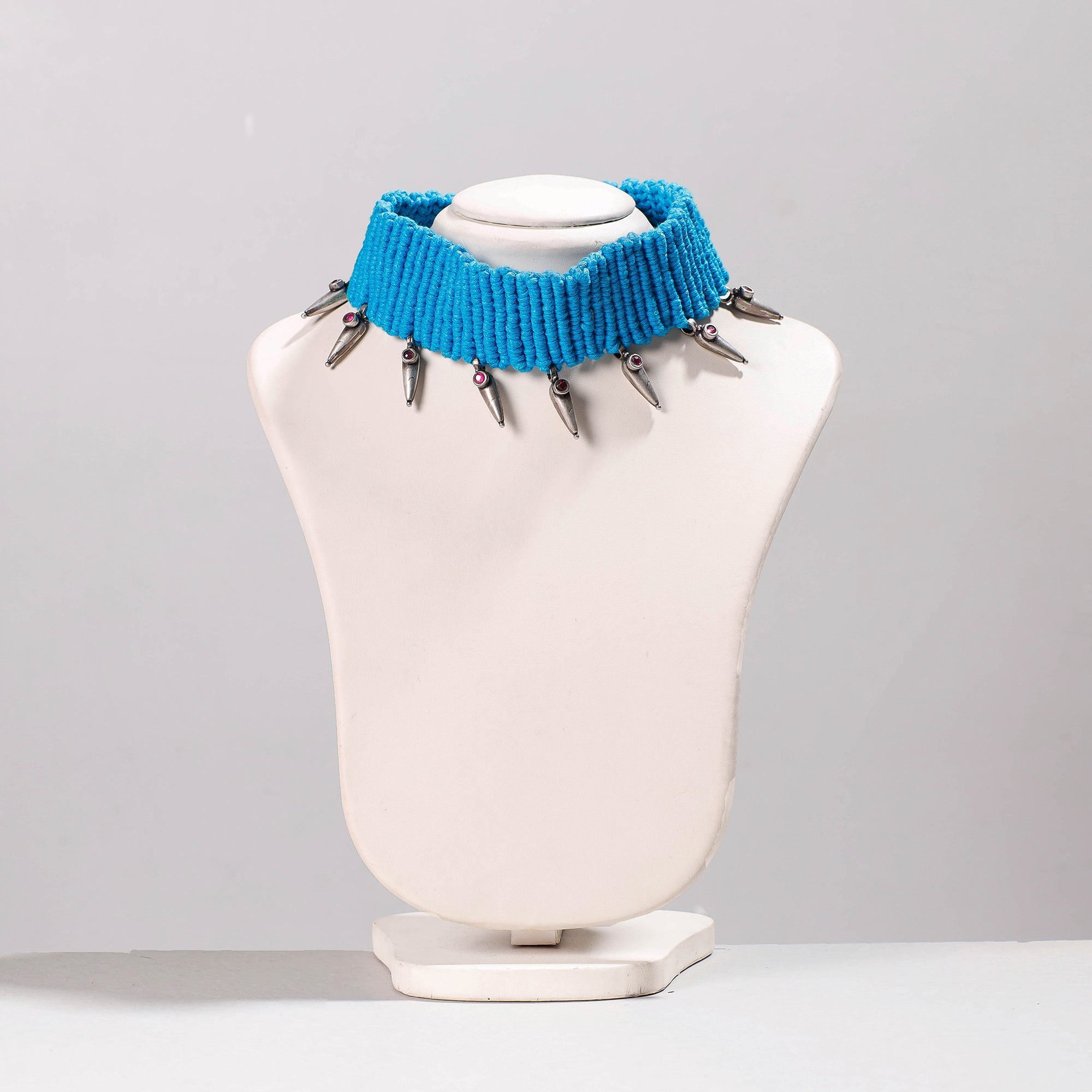 JALPARI Antique Sterling Silver Thread Work Necklace