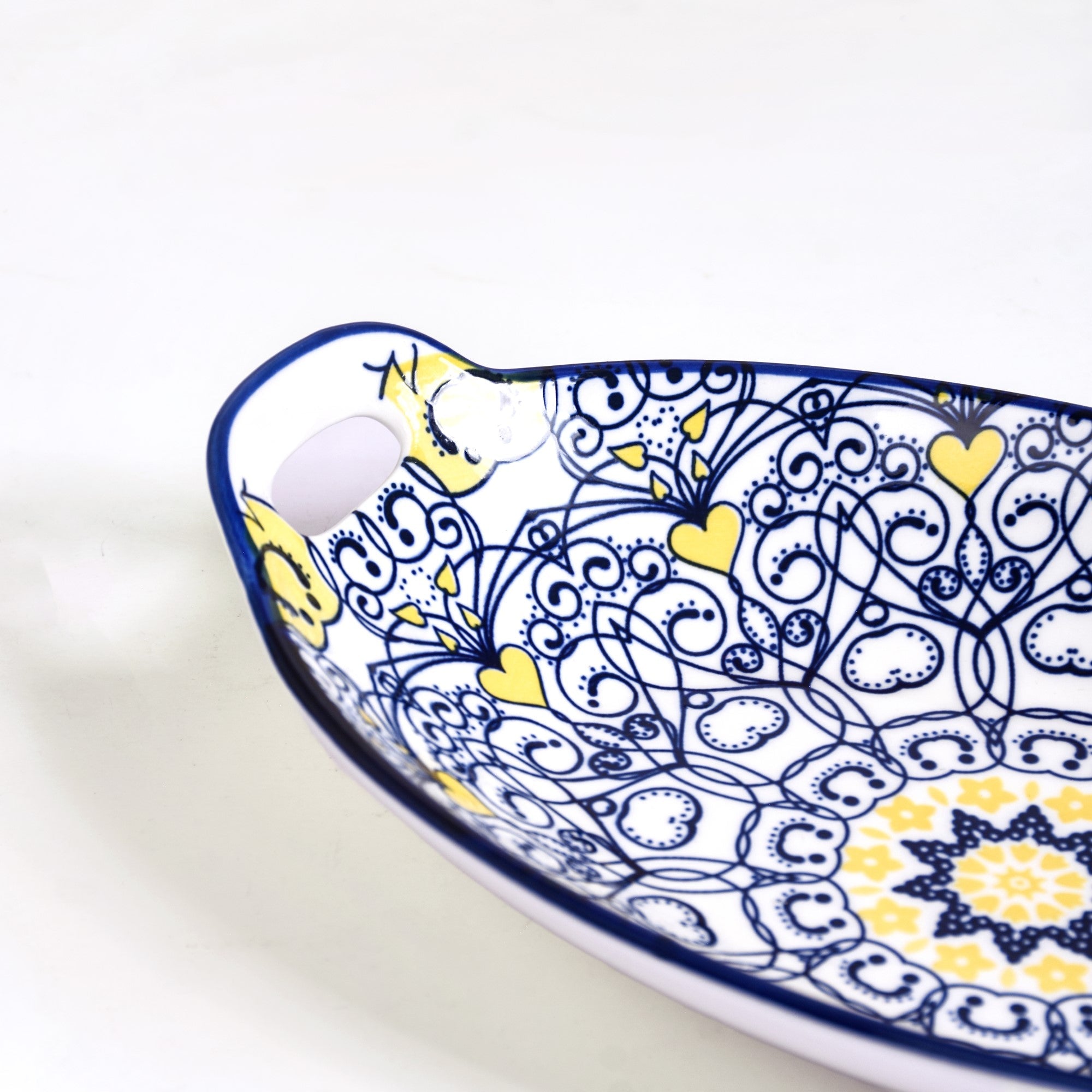 Nestasia Vibrant Mandala Platter Yellow And Blue Set Of 2 - view 6