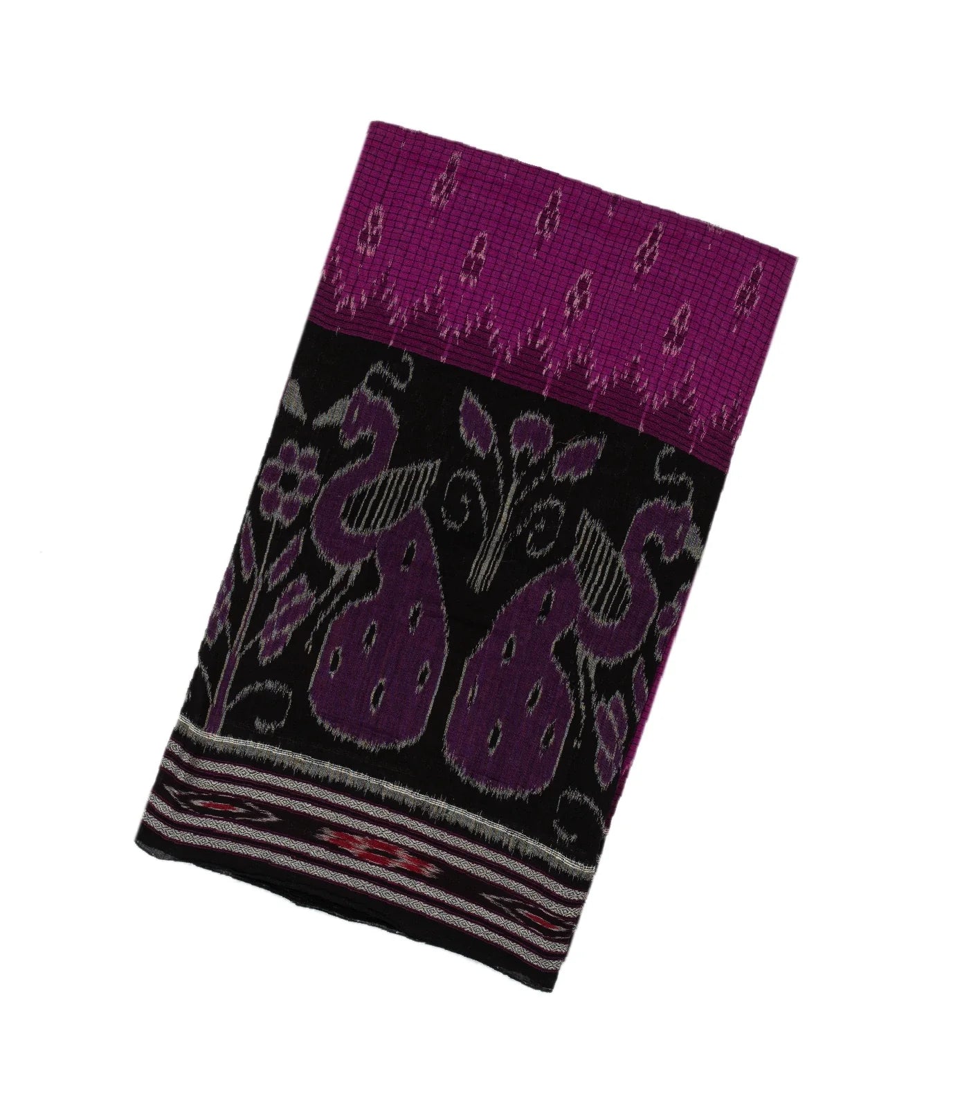 RmKV Magenta Handloom Orissa Cotton Saree With Black Border