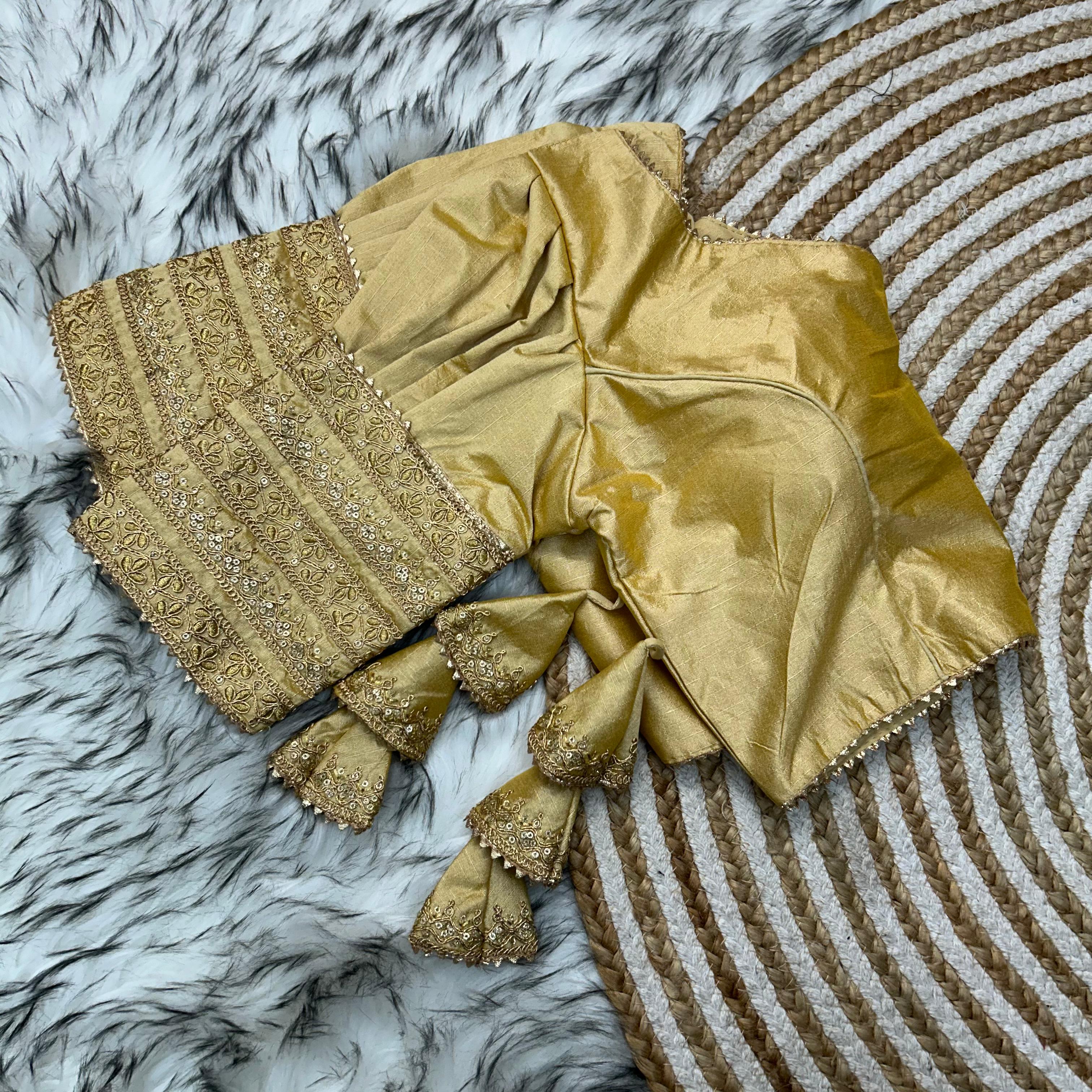 ClothsVilla Copper Color Kilmora Silk Blouse with Handcrafted Embroidery and Sequence Accents
