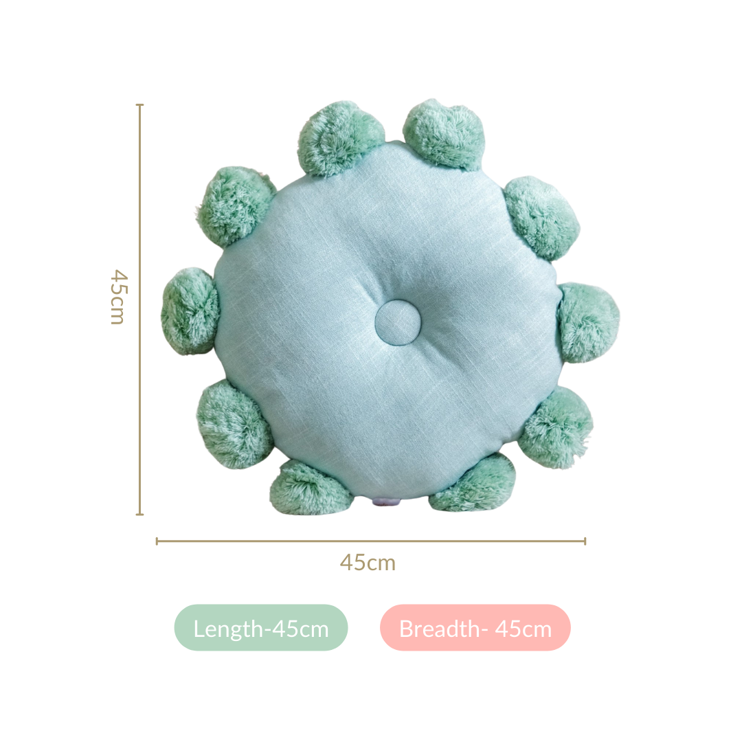 Nestasia Pom Pom Round Cushion Mint Green 17 Inch - view 4