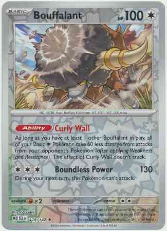Rare sv07-119 reverse – Pokémon Bouffalant - 119/142 - Rare [sv07-119] [Reverse Holo]