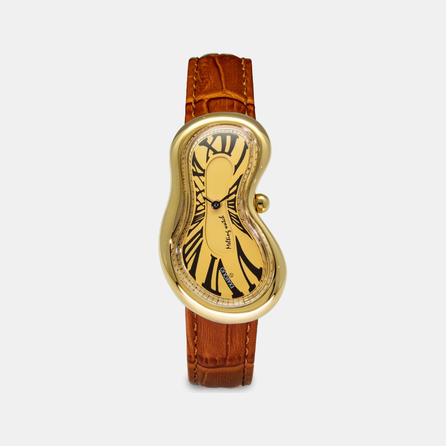Exaequo Classic Unisex Quartz Gold Dial Analog Leather Watch EX0002.0003