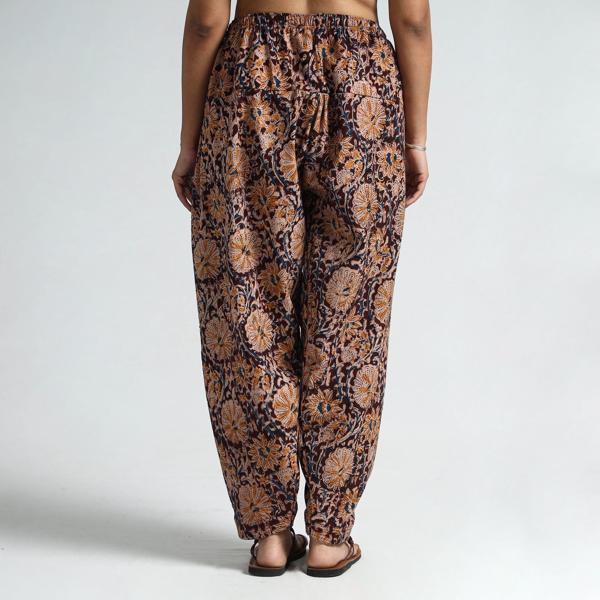 ITOKRI CASUALS Brown - Kalamkari Block Printed Cotton Elasticated Salwar 17 - view 3