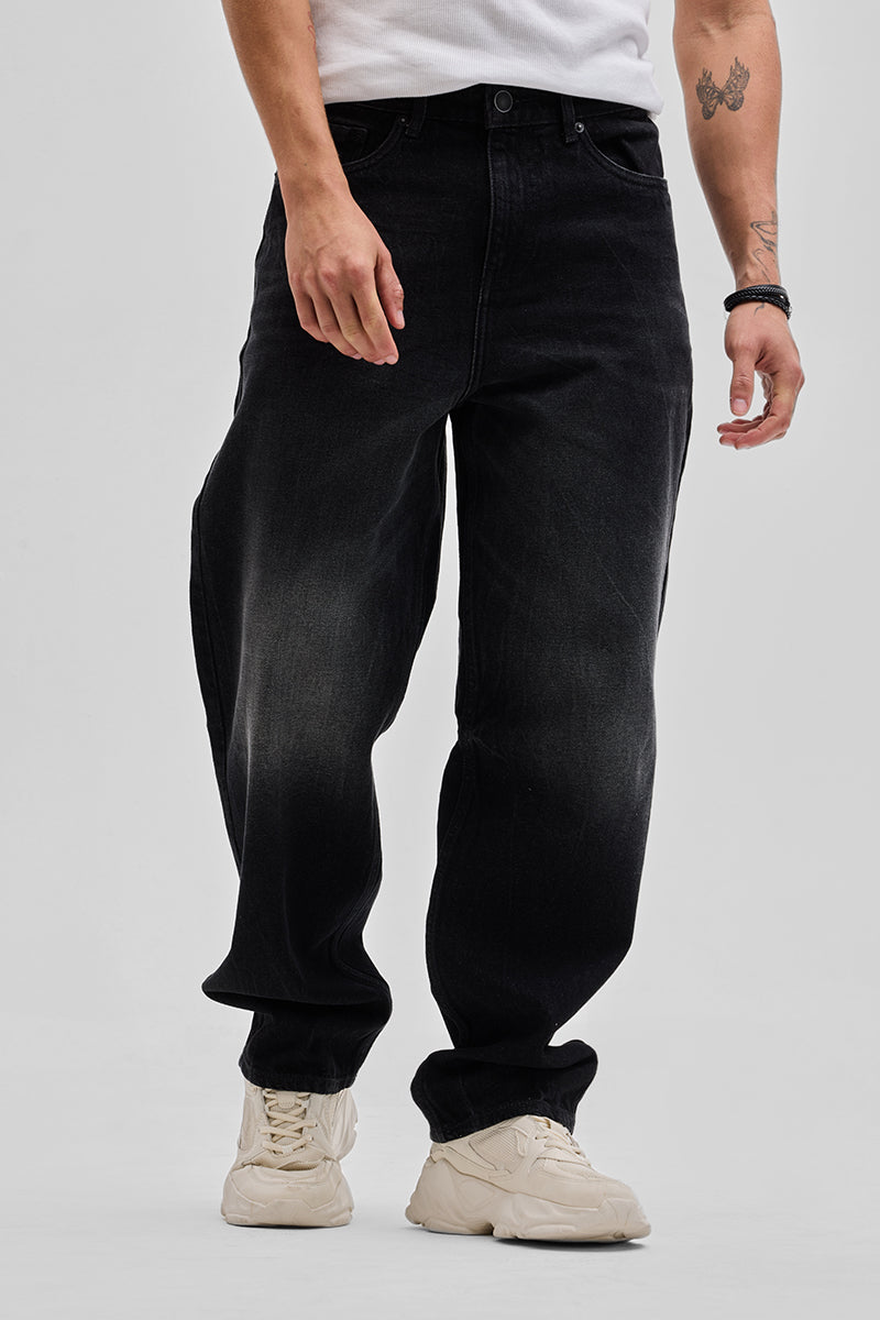 SNITCH Black Loose Fit Jeans
