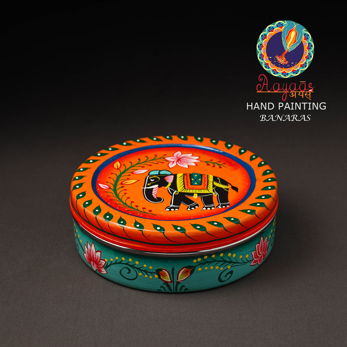 AAYAAS Banaras Handpainted Stainless Steel Roti Box 01