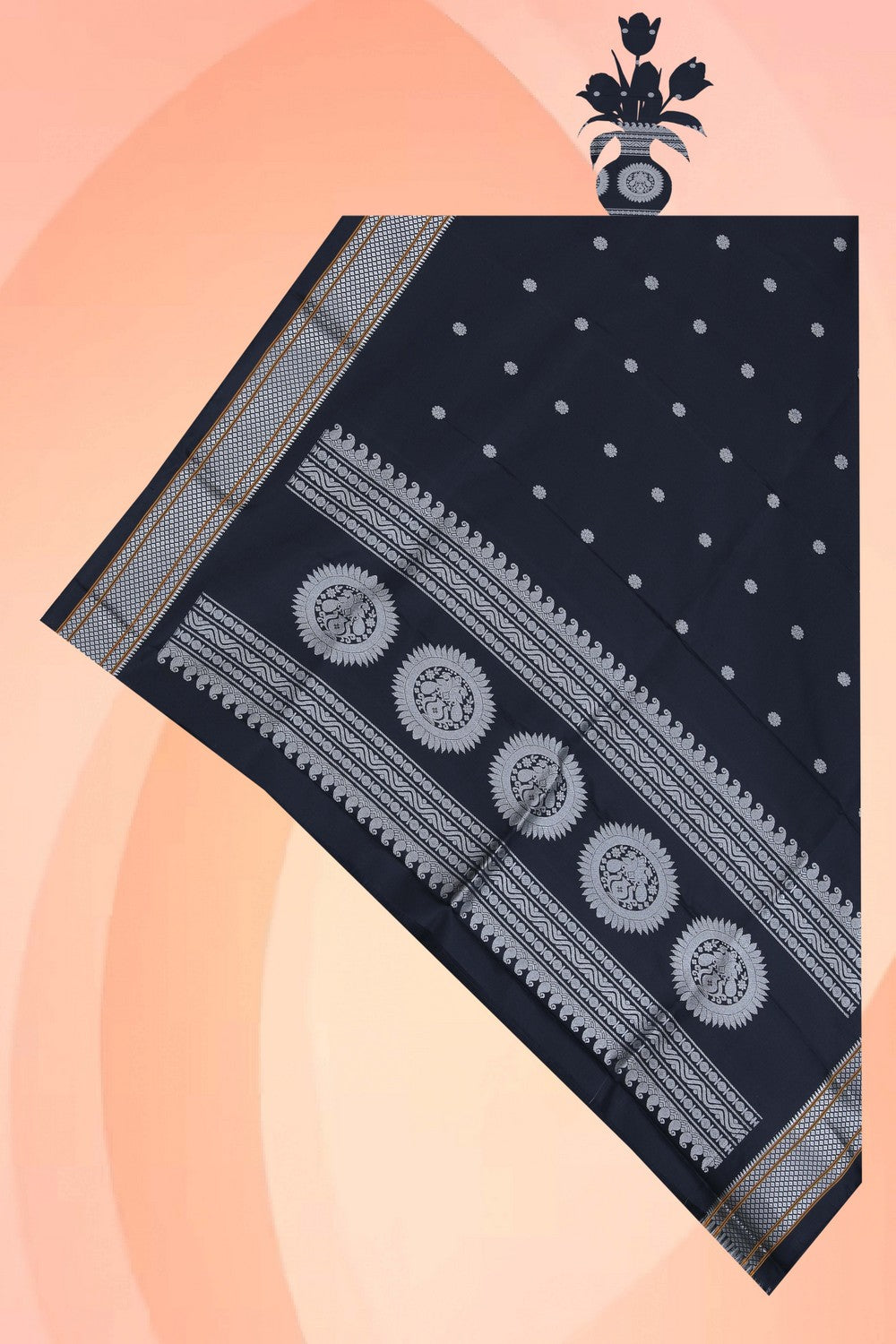 Kalanjali Gadwal Silk Black Dupatta