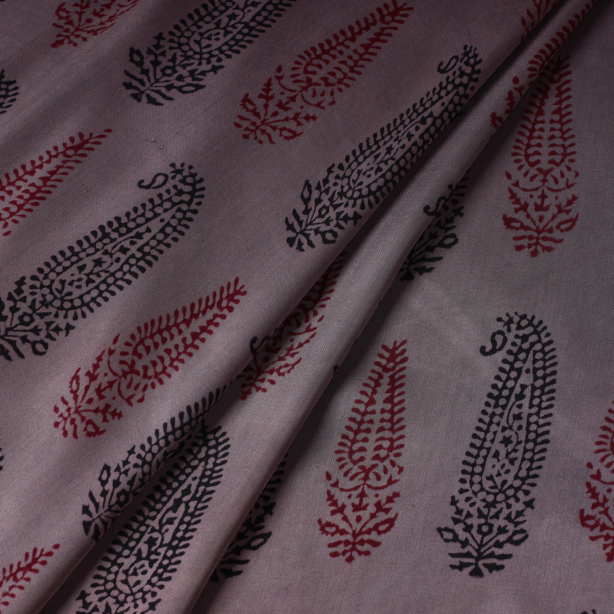 BAGH PRINTS BY MOHAMMED RAFIK KHATRI Brown - Bagh Block Printed Modal Silk Fabric - view 2