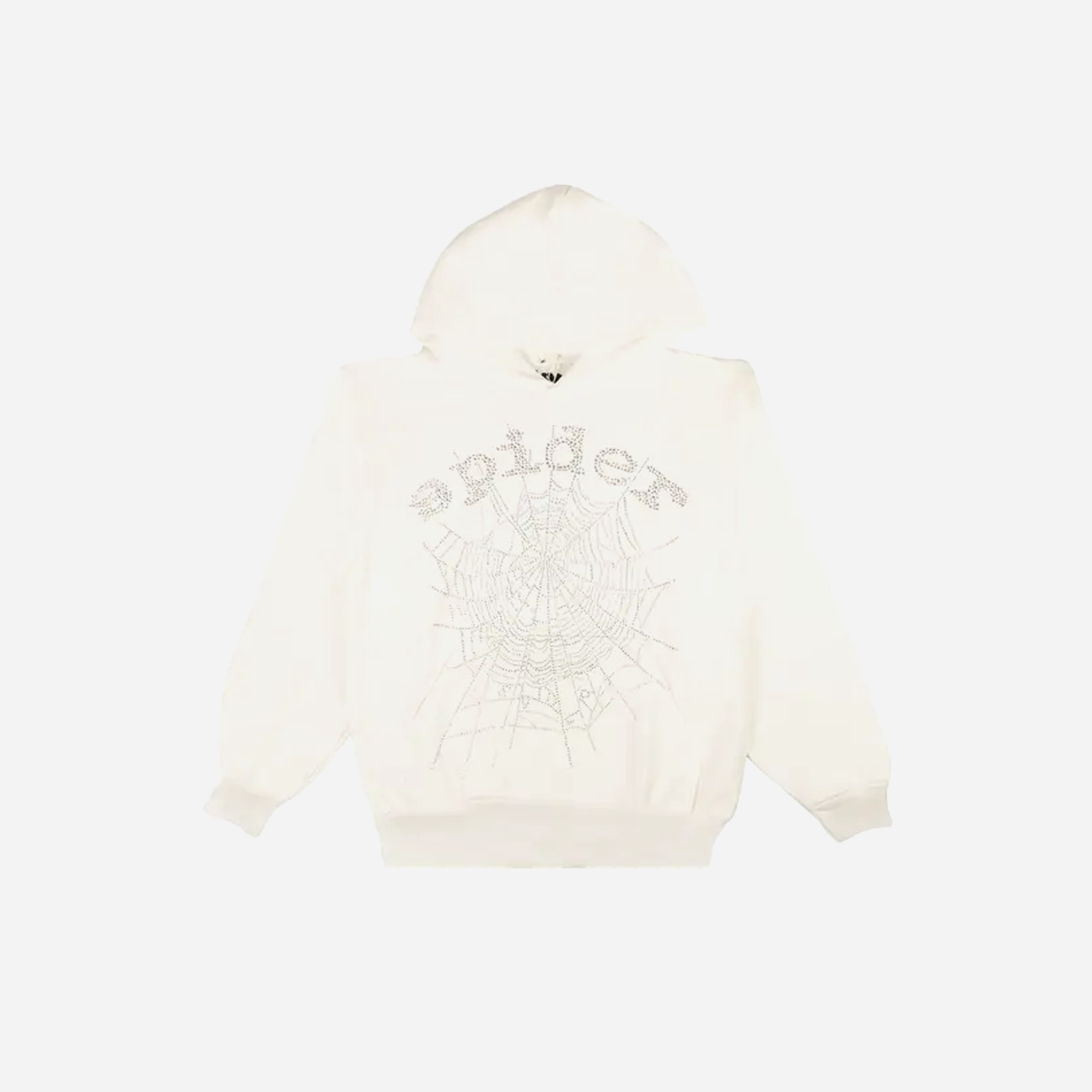 Sp5der OG Rhinestone Logo Hoodie White