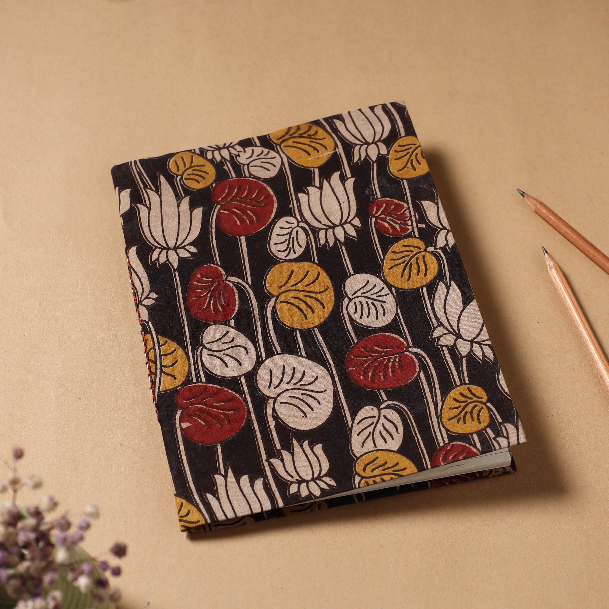 BINDAAS UNLIMITED Black - Kalamkari Fabric Cover Handmade Paper Notebook (9 x 7 in)
