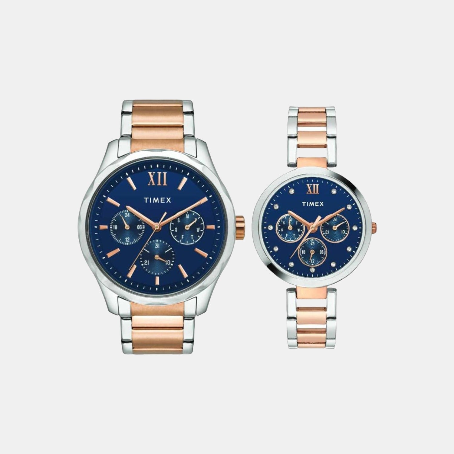 Timex Empera Couple Quartz Blue Dial Multi-Function Stainless Steel Watch TW00PR267