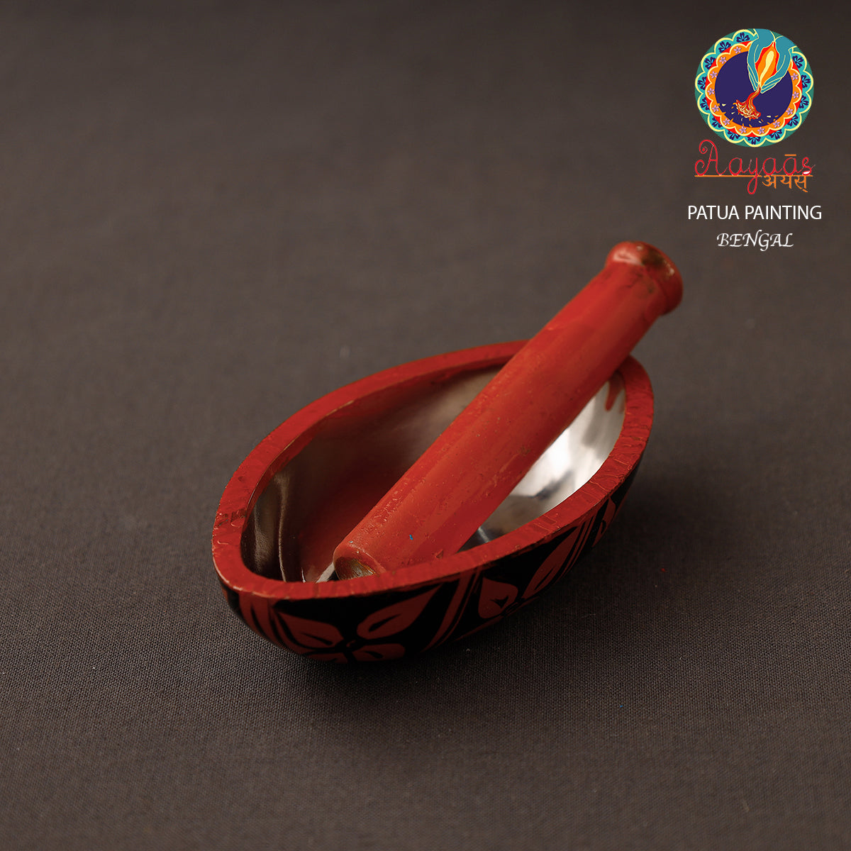 AAYAAS Bengal Patua Handpainted Mortar and Pestle Set 10
