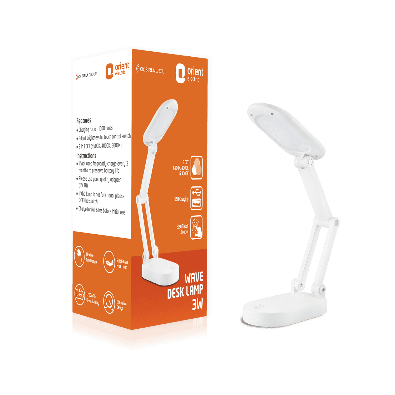 Orient Electric Wave Rechargeable LED Desk Lamp - view 9