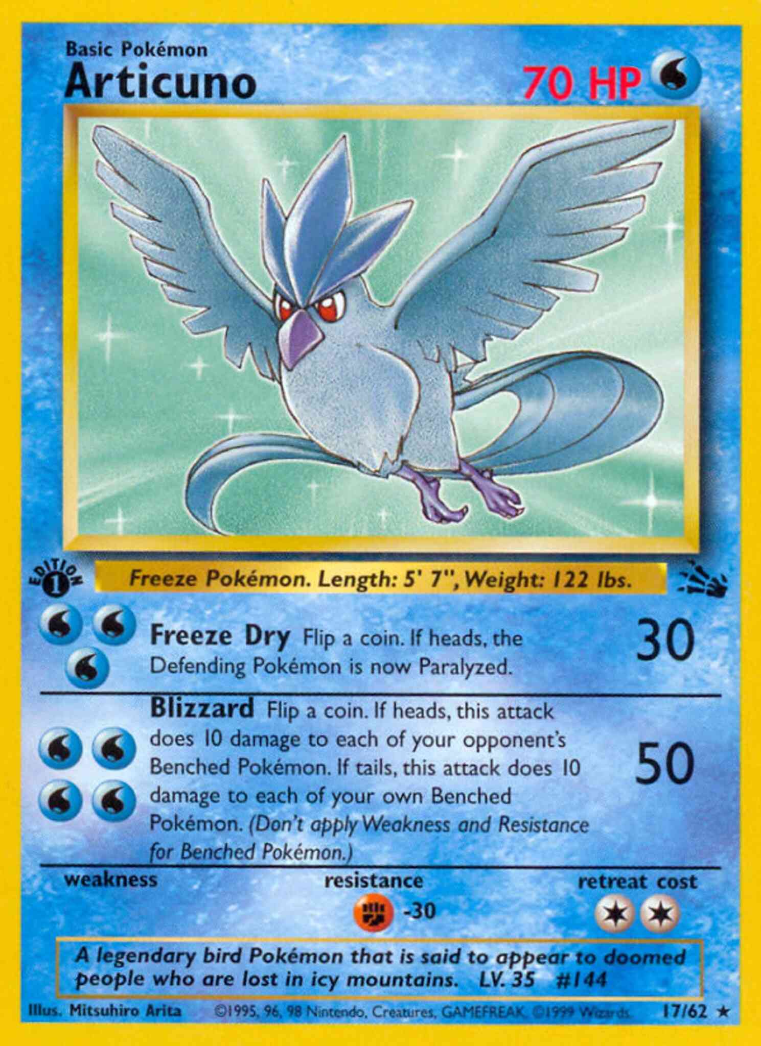 1st edition base3-17 – Pokémon Articuno - 17/62 - Rare - 1st Edition [base3-17] [Non-Holo]