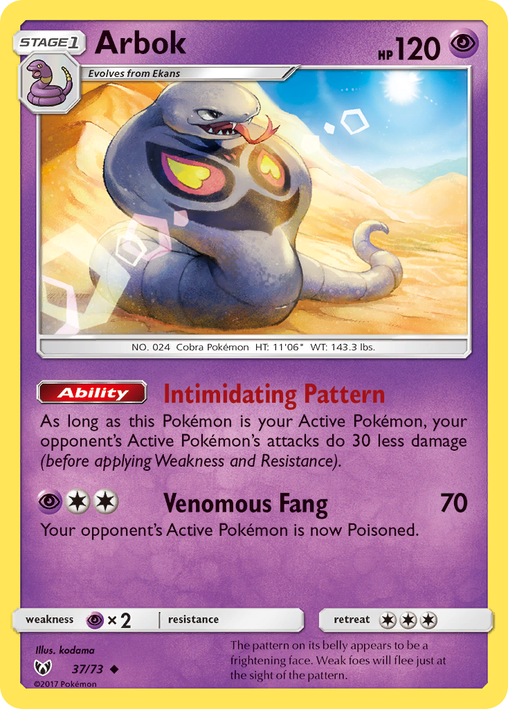Uncommon sm35-37 reverse – Pokémon Arbok - 37/73 - Uncommon [sm35-37] [Reverse Holo] - Arbok - 37/73 - Uncommon