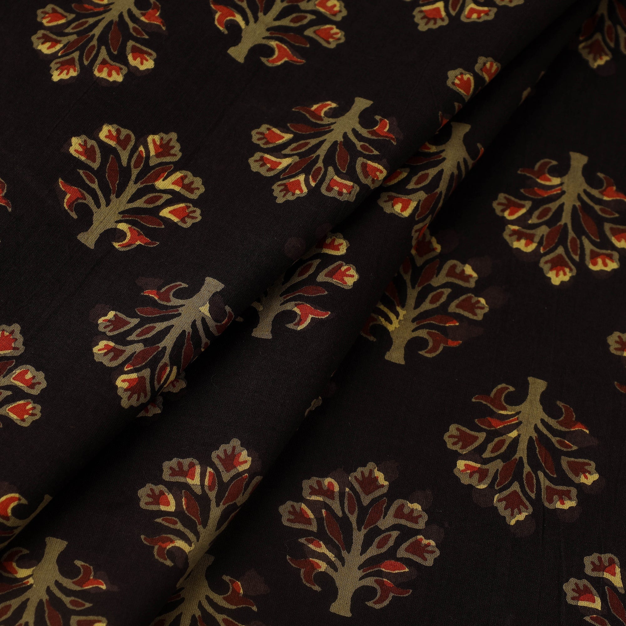 ARTISAN HAND BLOCK PRINTS Brown - Block Print Cotton Jahota Fabric 41 - view 2