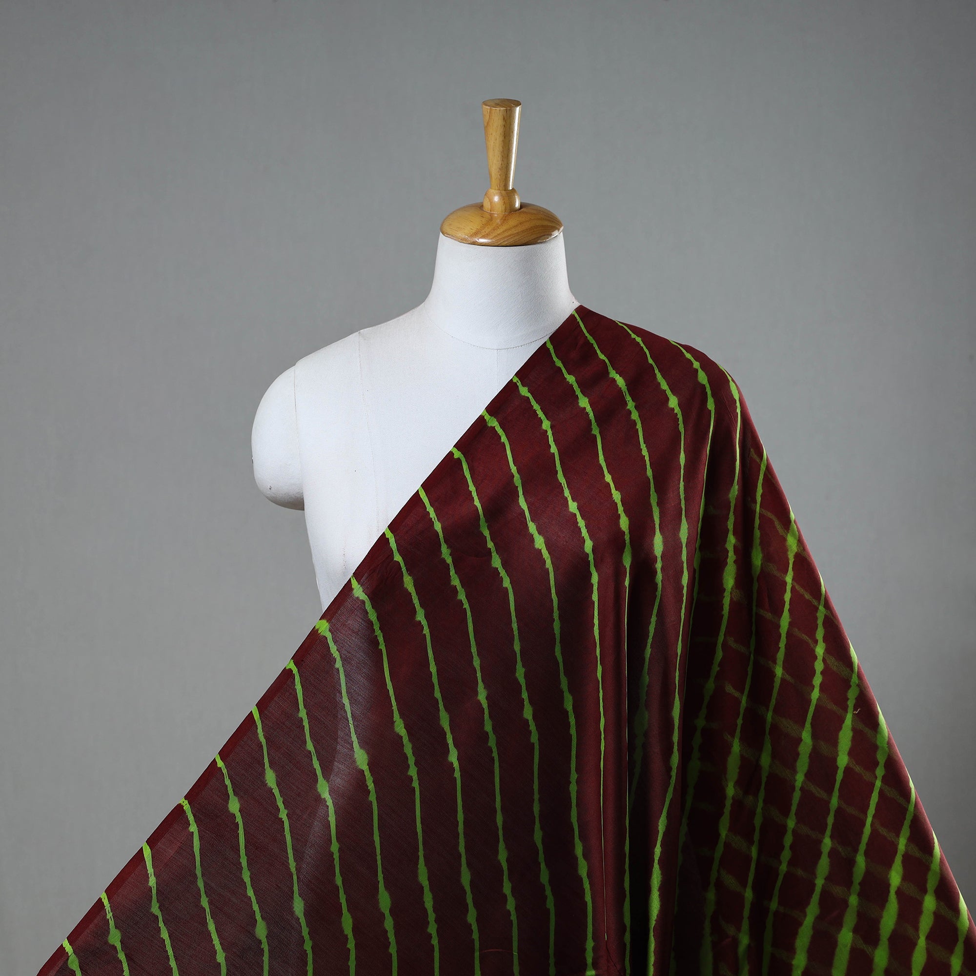 LEHARIYA BY BADSHAH MIYAN Brown - Handloom Chanderi Silk Tie-Dye Leheriya Fabric 18