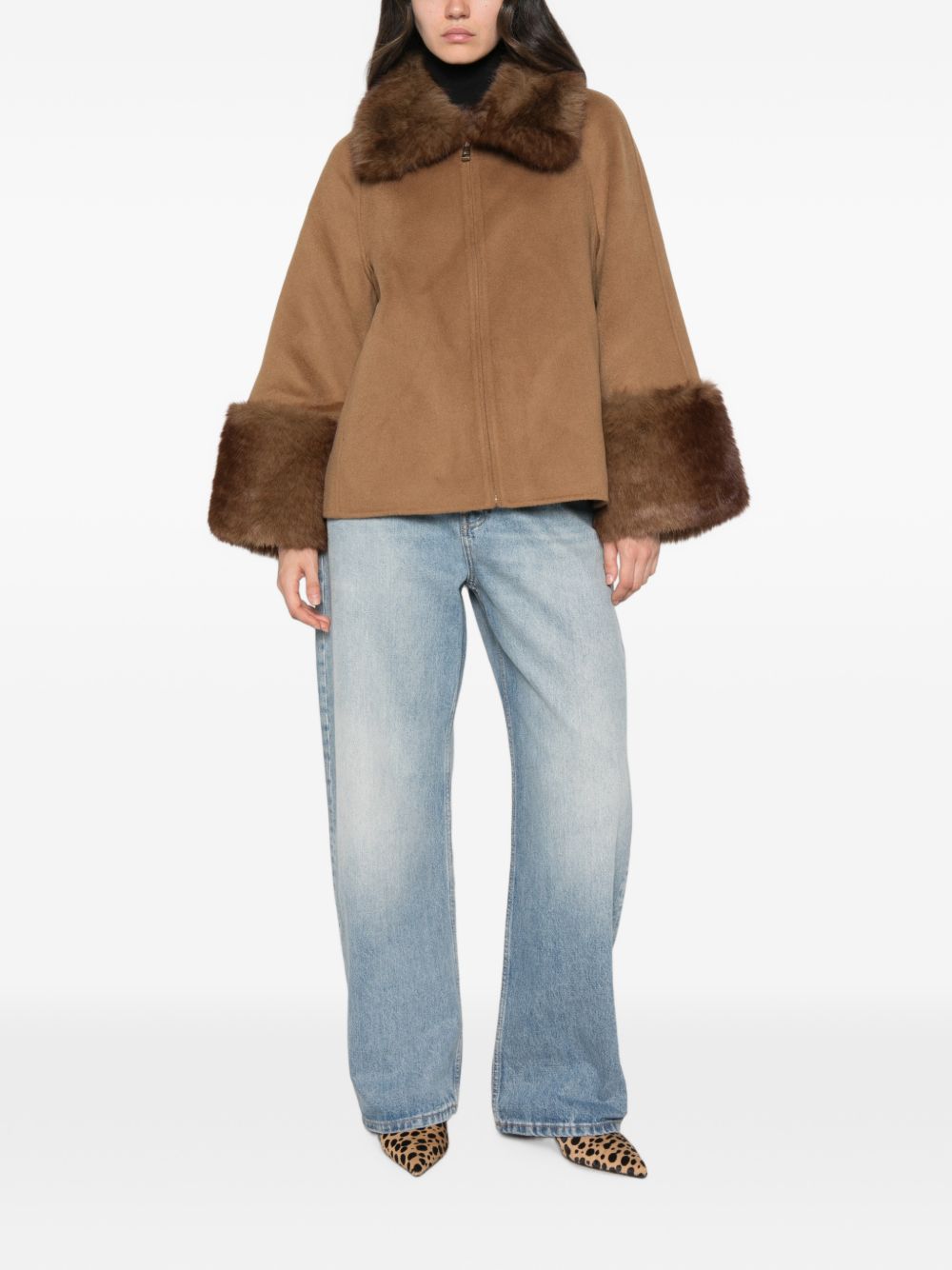 Apparis Faux-Fur Coat – 100% Wool - view 5