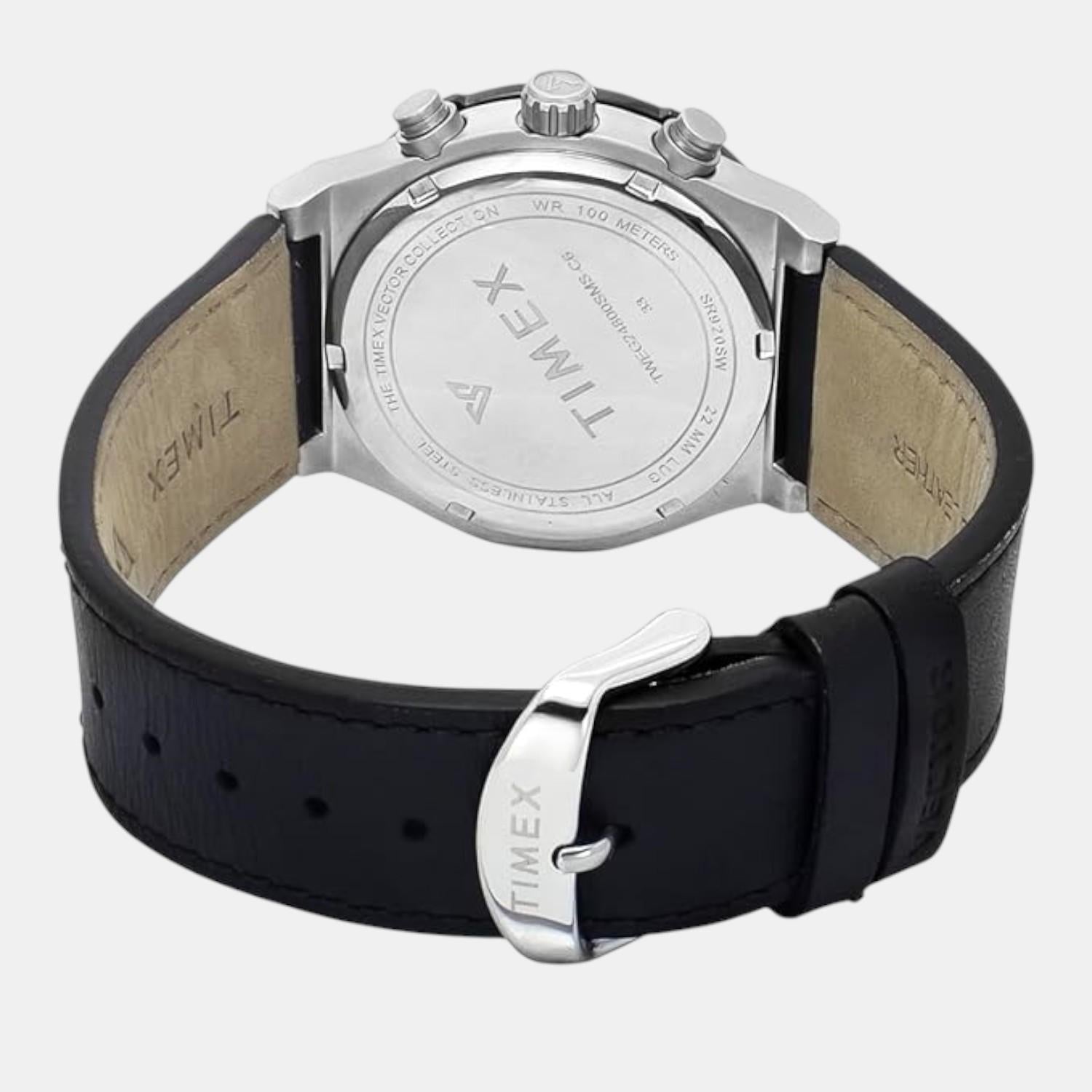 Timex E Class Men Quartz Black Dial Chronograph Leather Watch TWEG24800 - view 4