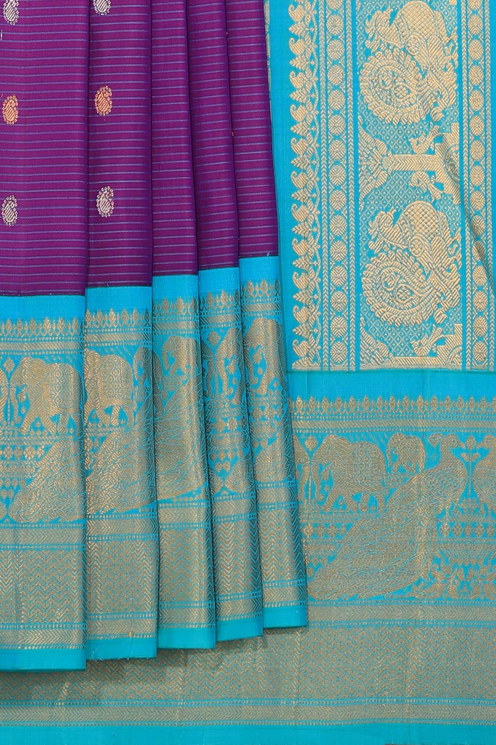 Kalanjali Gadwal Silk Violet Saree – Women's
