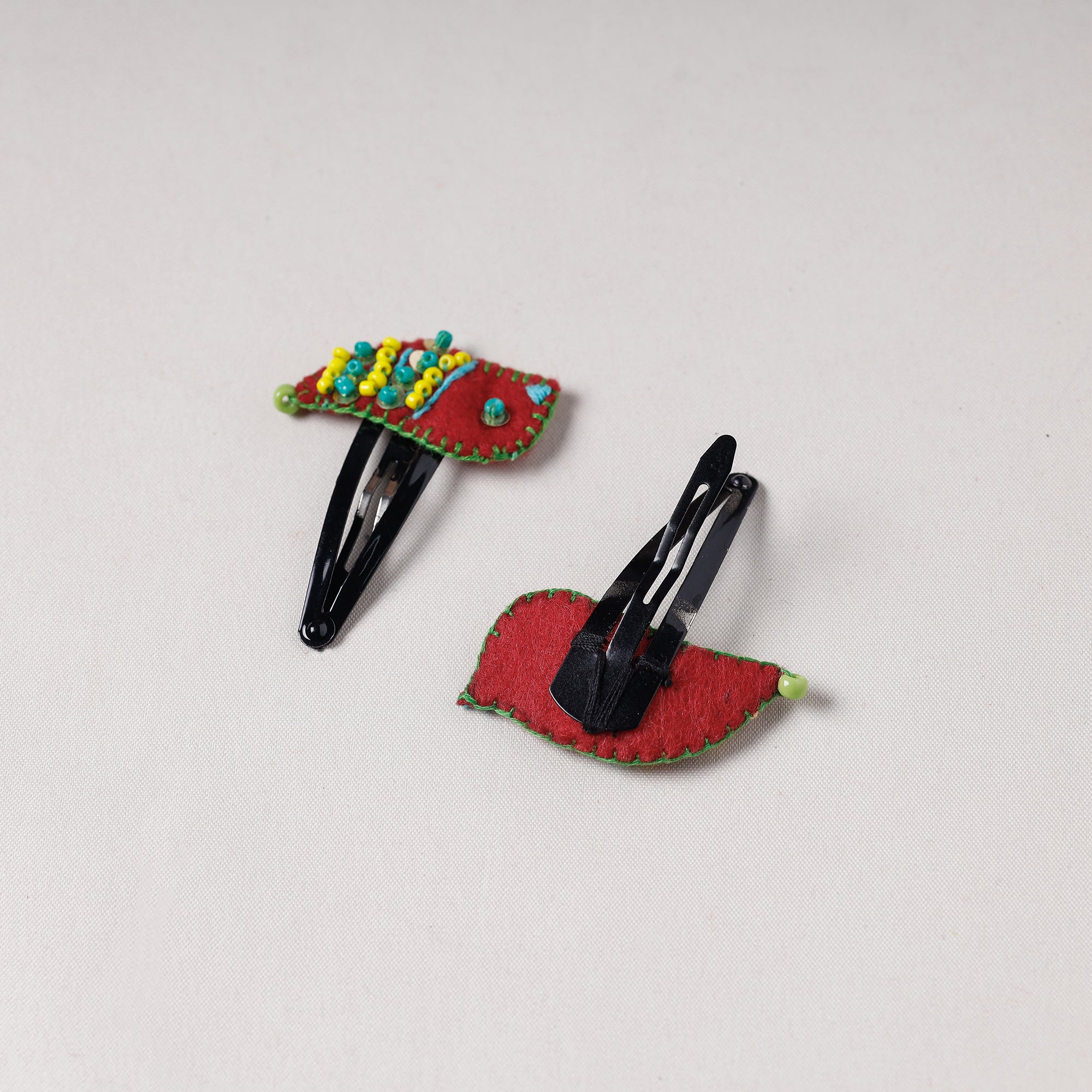 WITH LOVE BY KANIKA Bird - Handmade Felt & Beadwork Tik-Tak Hair Clips (Set of 2) - view 2