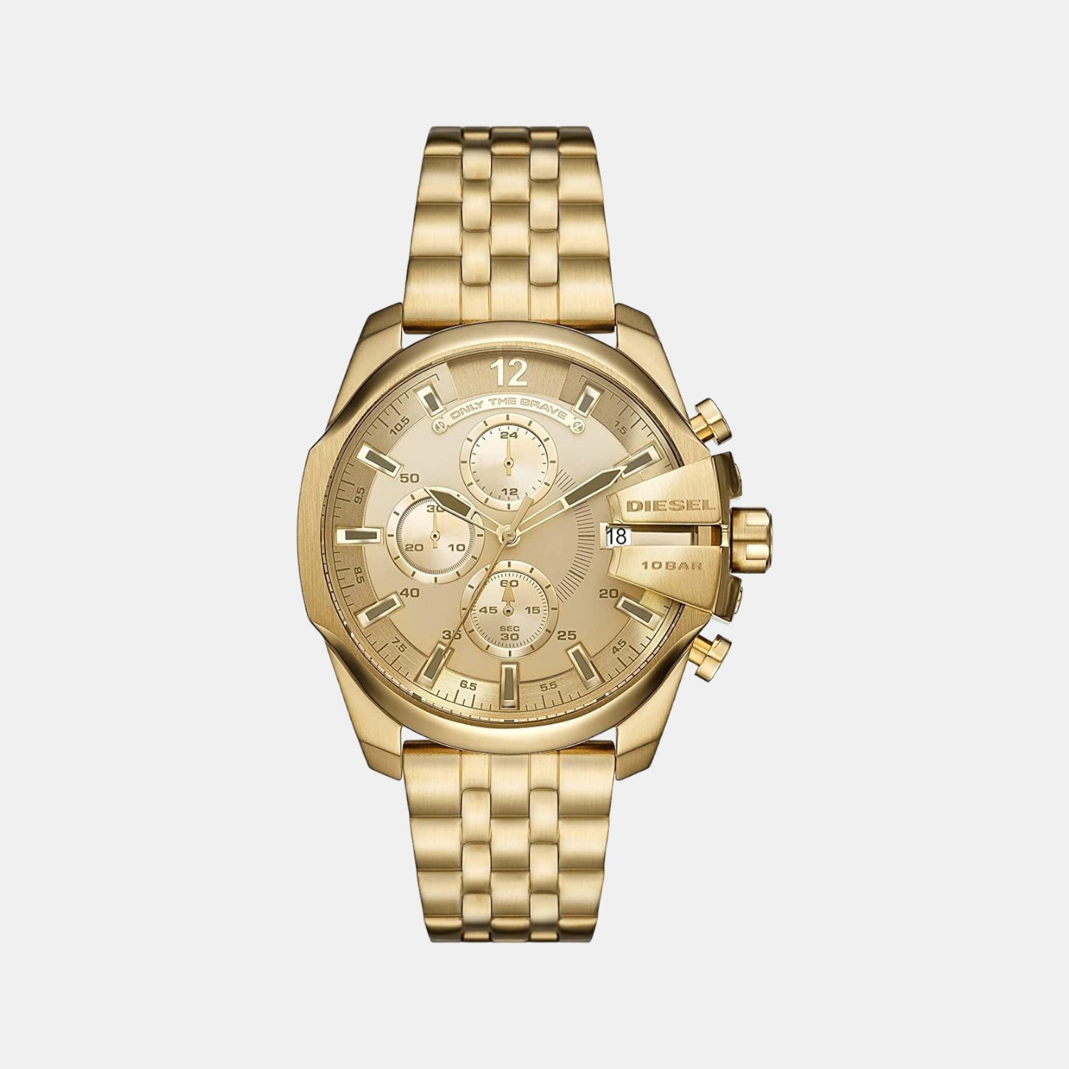 Diesel Baby Chief Men Quartz Gold Dial Chronograph Stainless Steel Watch DZ4565