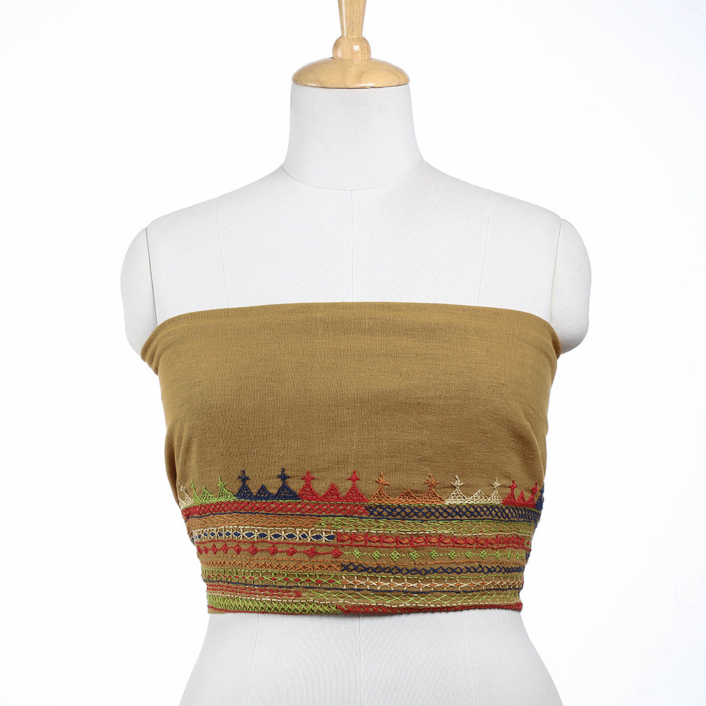 SANDUR KUSHALA KALA KENDRA Brown - Lambani Embroidery Handspun Cotton Blouse Piece